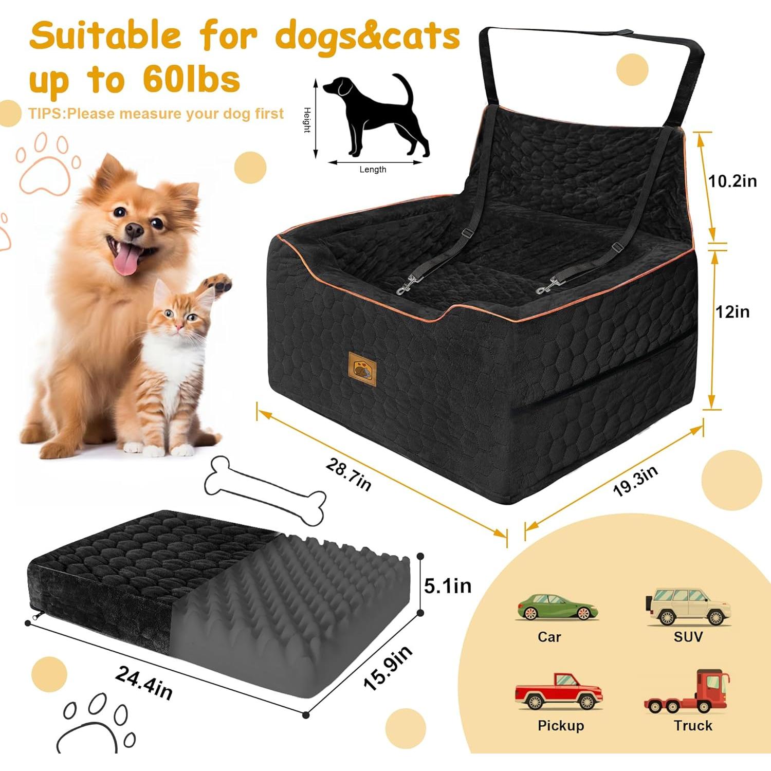 Asiento Elevador para Perros Melafa365 Mediano Negro 27 kg