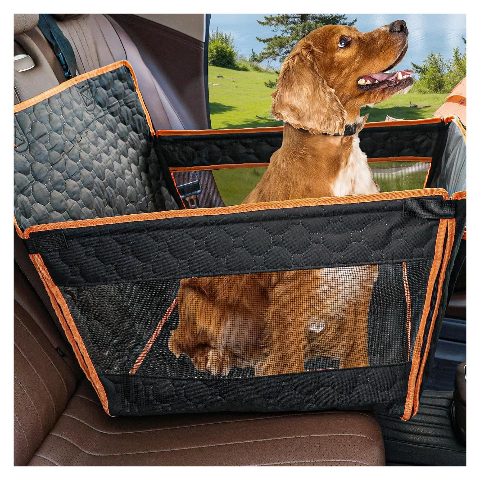 Asiento de Coche para Perros Homsunyi Grande Naranja 62x49.8cm