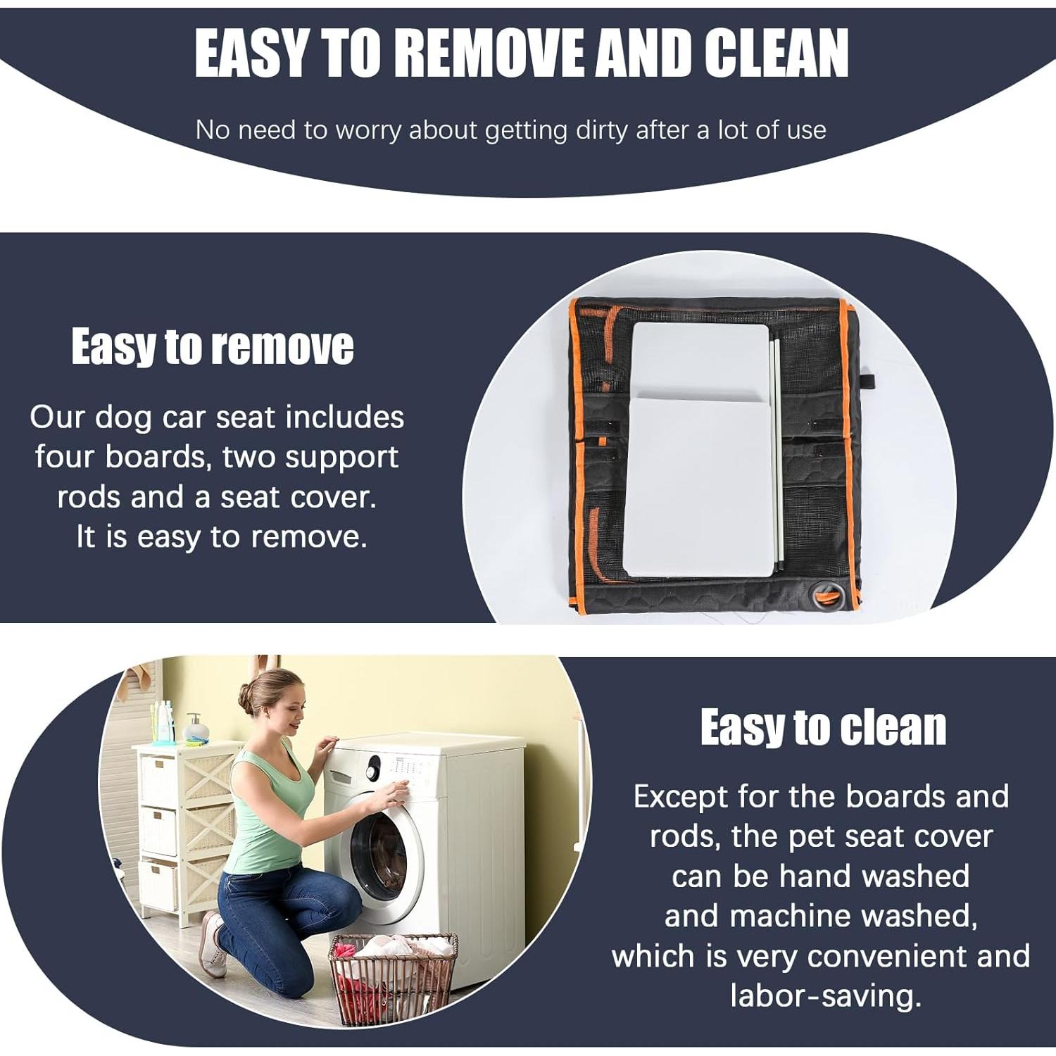 Asiento de Coche para Perros Homsunyi Grande Naranja 62x49.8cm