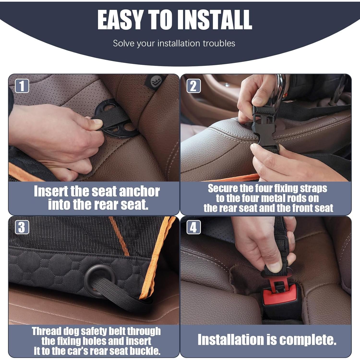 Asiento de Coche para Perros Homsunyi Grande Naranja 62x49.8cm