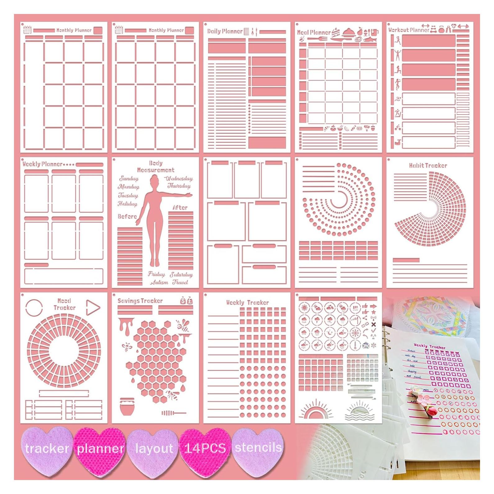 Plantillas de Diario Reutilizables Felixcraft 14 PCS Multi-funcionales