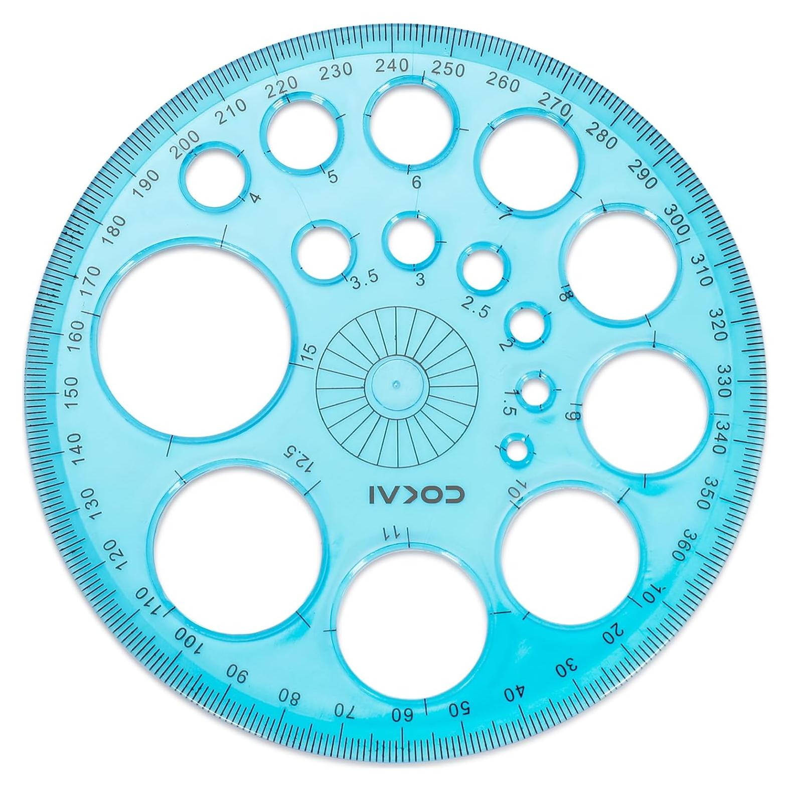 Plantilla Circular para Dibujar 2 Pcs Worukio - Plástico Azul