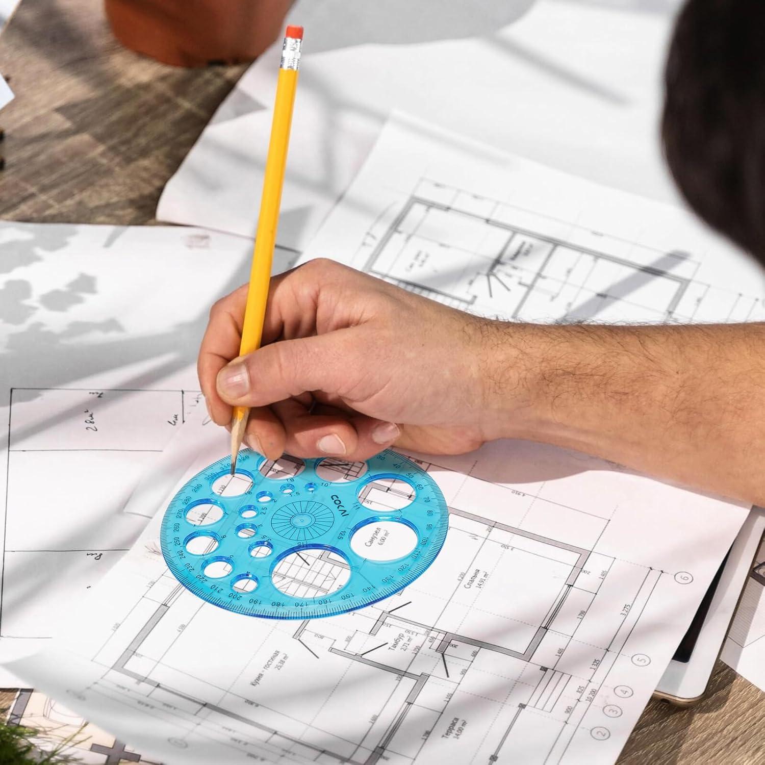 Plantilla Circular para Dibujar 2 Pcs Worukio - Plástico Azul