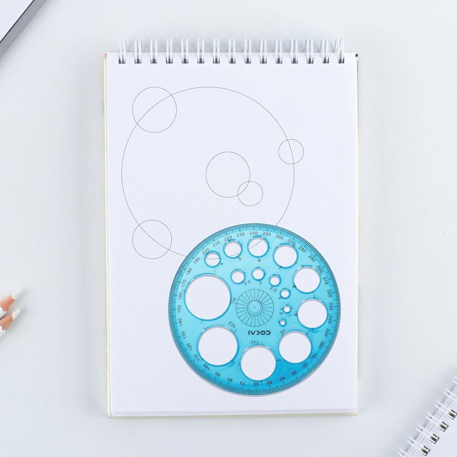 Plantilla Circular para Dibujar 2 Pcs Worukio - Plástico Azul