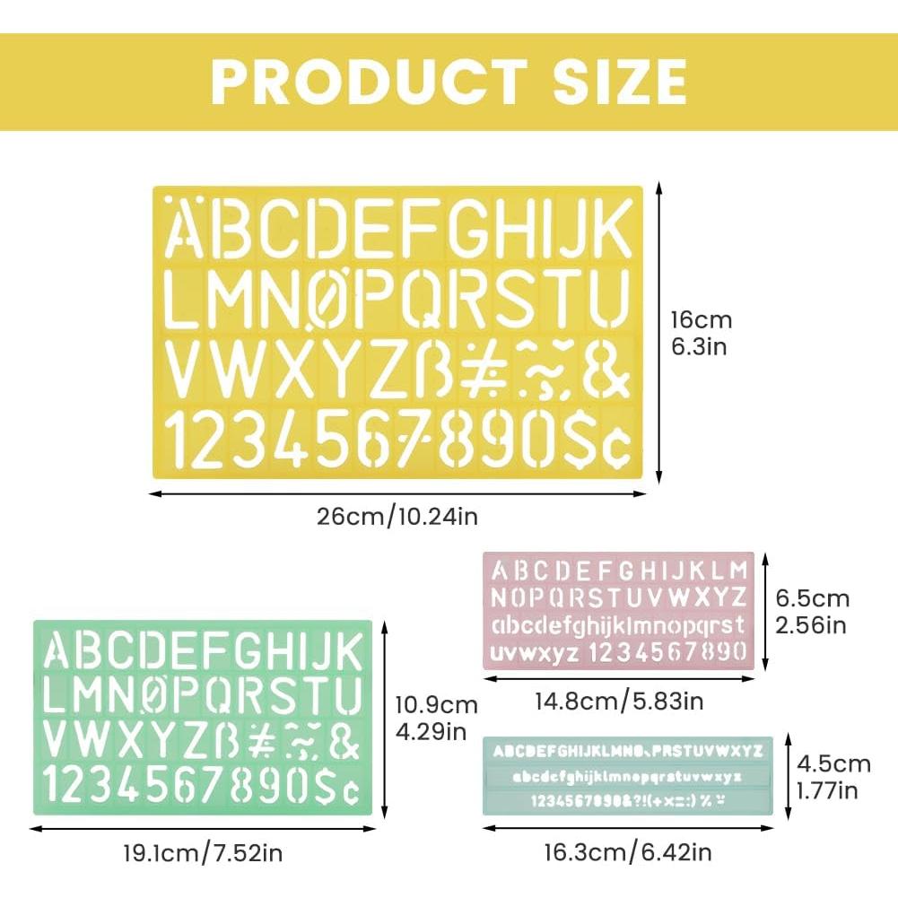 Juego de Plantillas de Letras y Números EKDJKK - 4 Tamaños