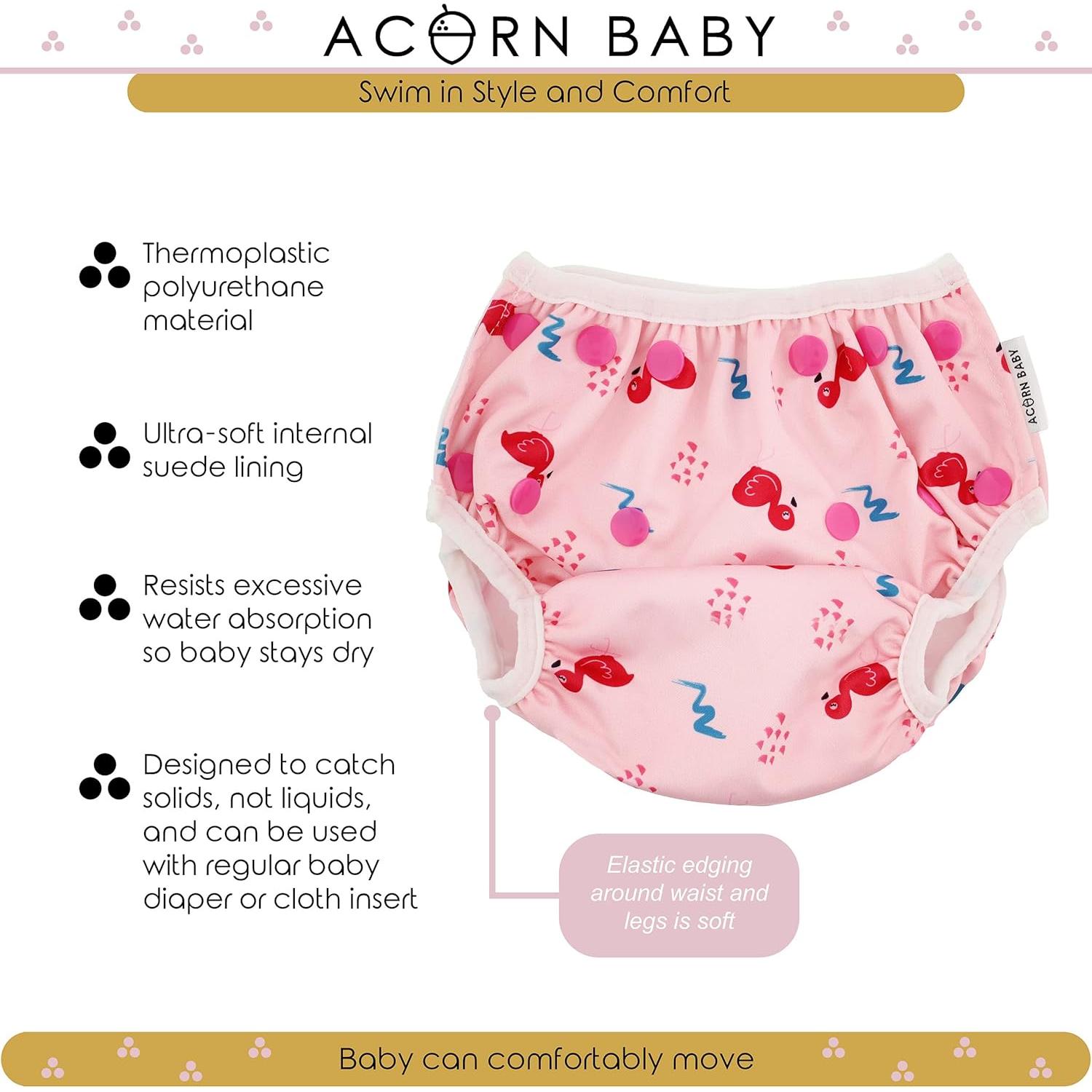 Pañal de Natación Acorn Baby Flamenco Rosa Talla 0-5