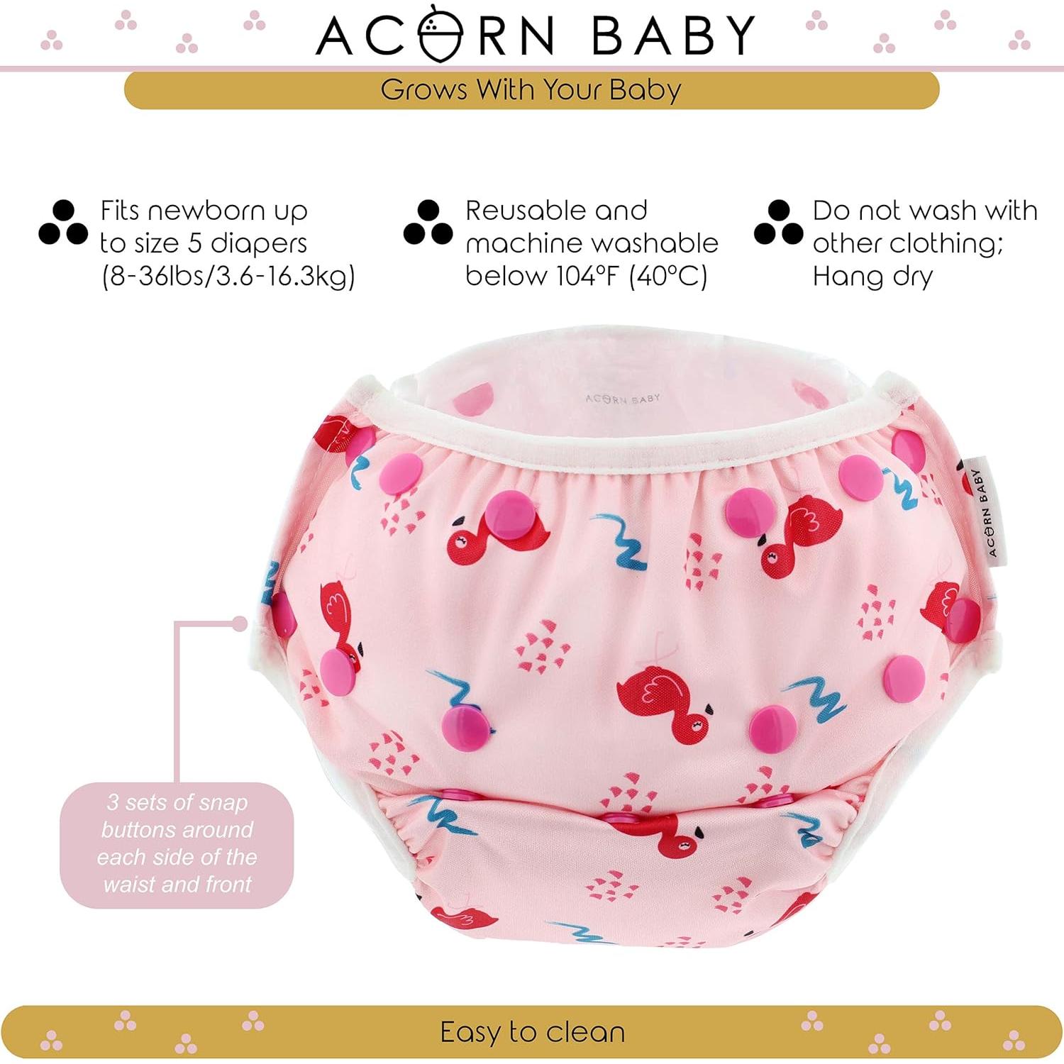 Pañal de Natación Acorn Baby Flamenco Rosa Talla 0-5