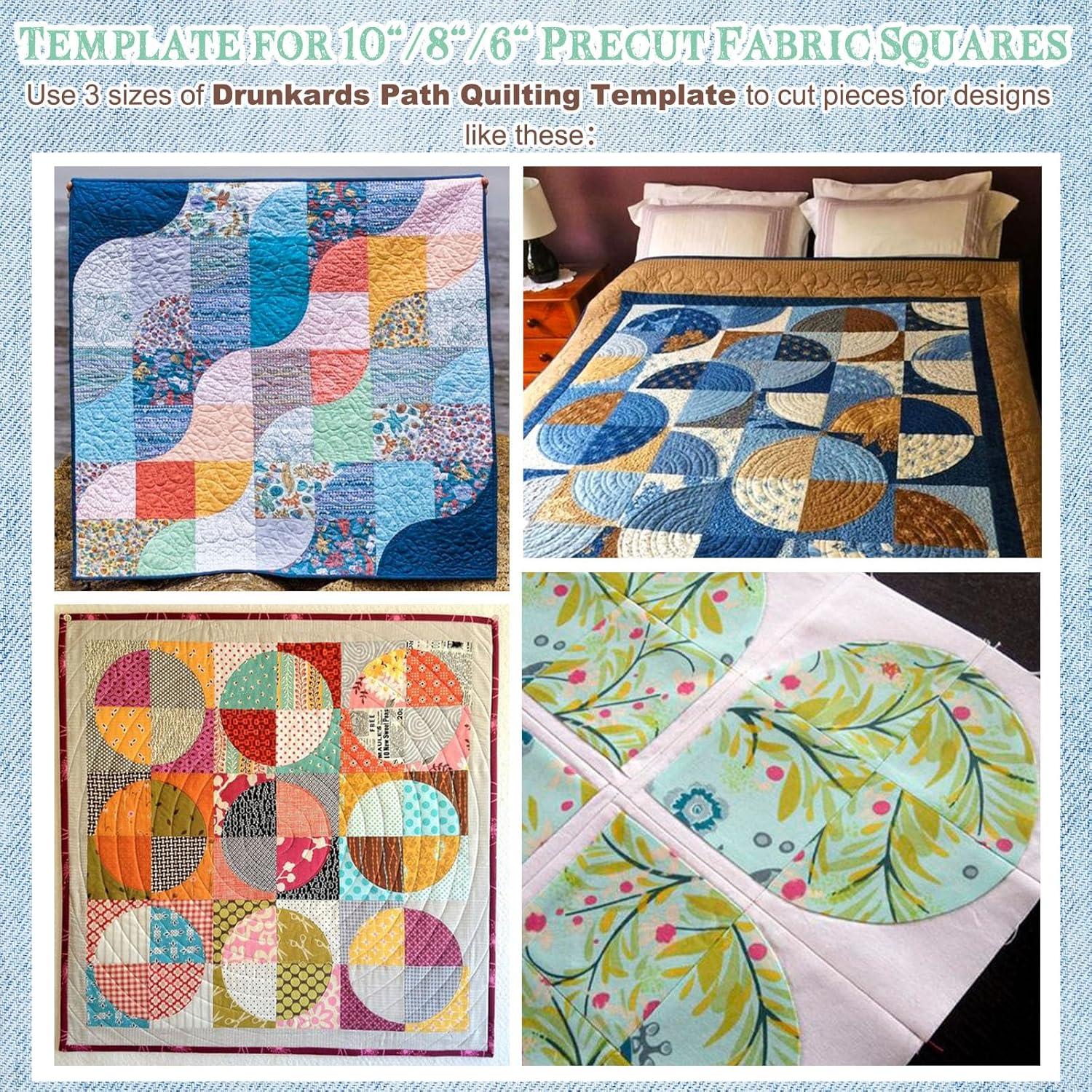 Plantillas de Acolchado Kigley Drunkards Path 3 Set 25.4-20.32-15.24 cm