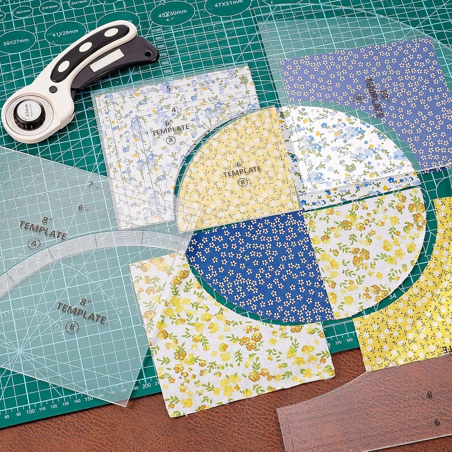 Plantillas de Acolchado Kigley Drunkards Path 3 Set 25.4-20.32-15.24 cm