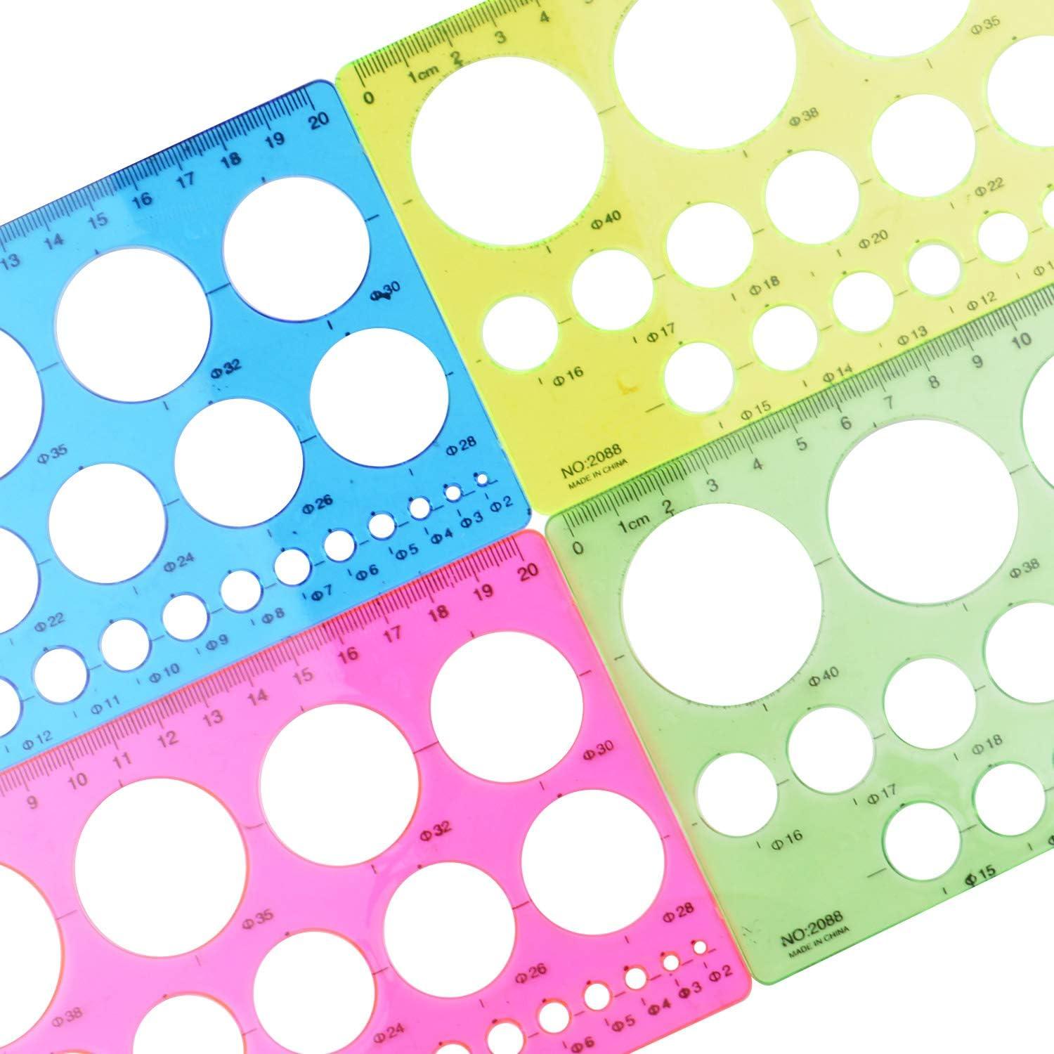 4 Reglas Plantilla Plástica Aylifu 21.5x10.5cm Colores Variados