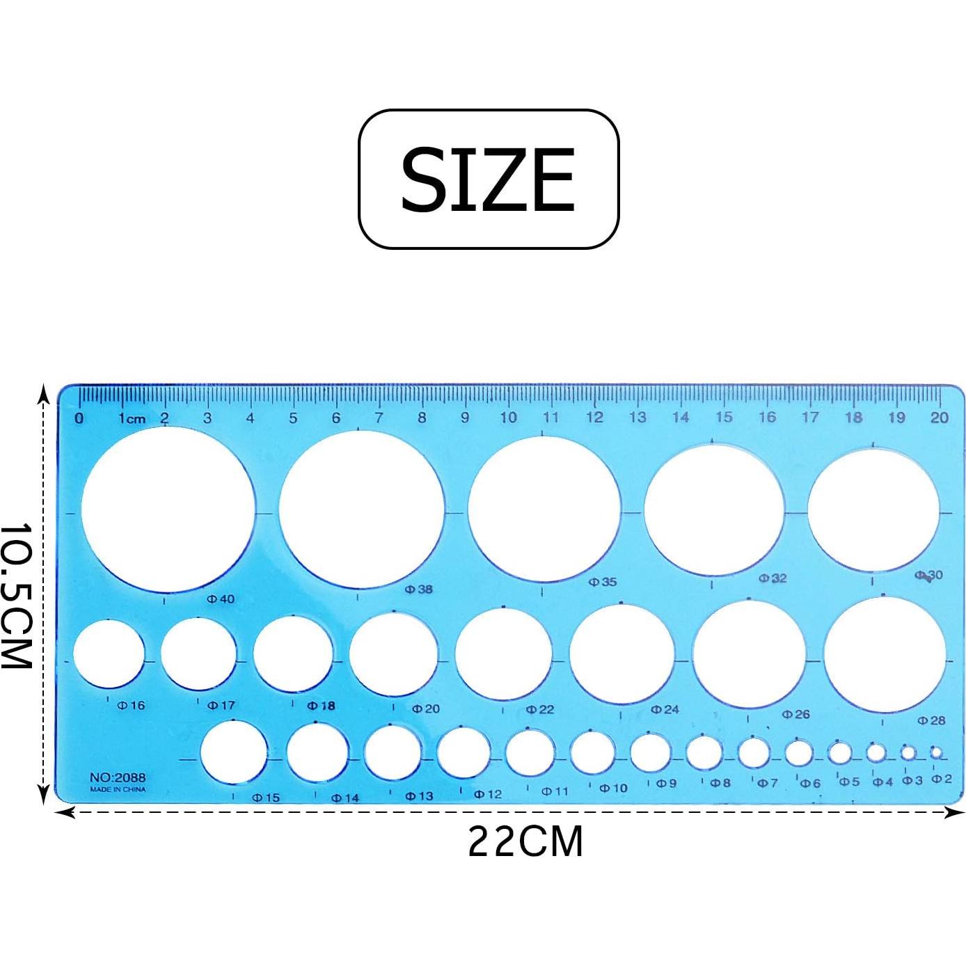 4 Reglas Plantilla Plástica Aylifu 21.5x10.5cm Colores Variados