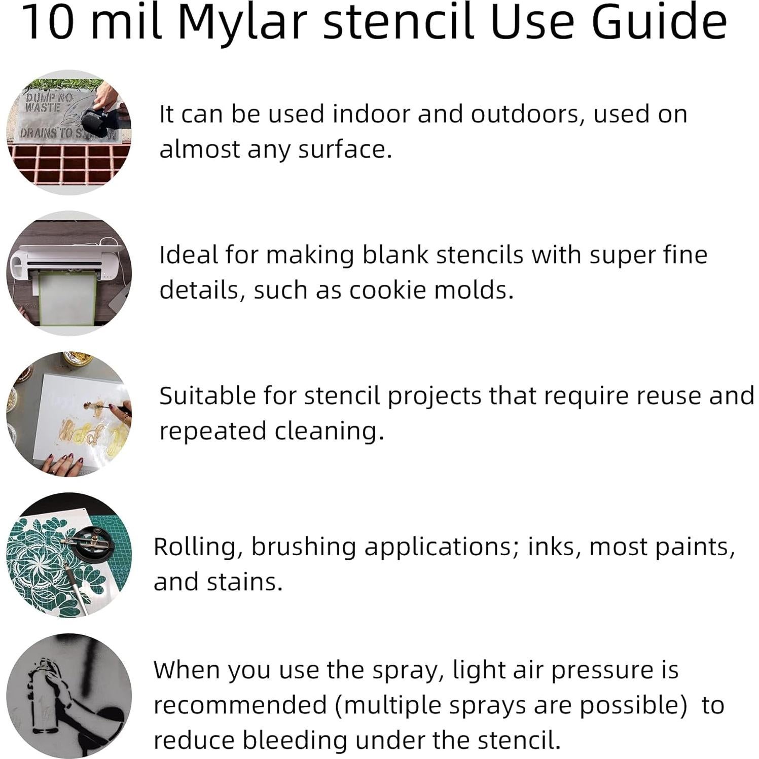 10 Hojas Plantillas Mylar 12x24 cm Neglex Reutilizables