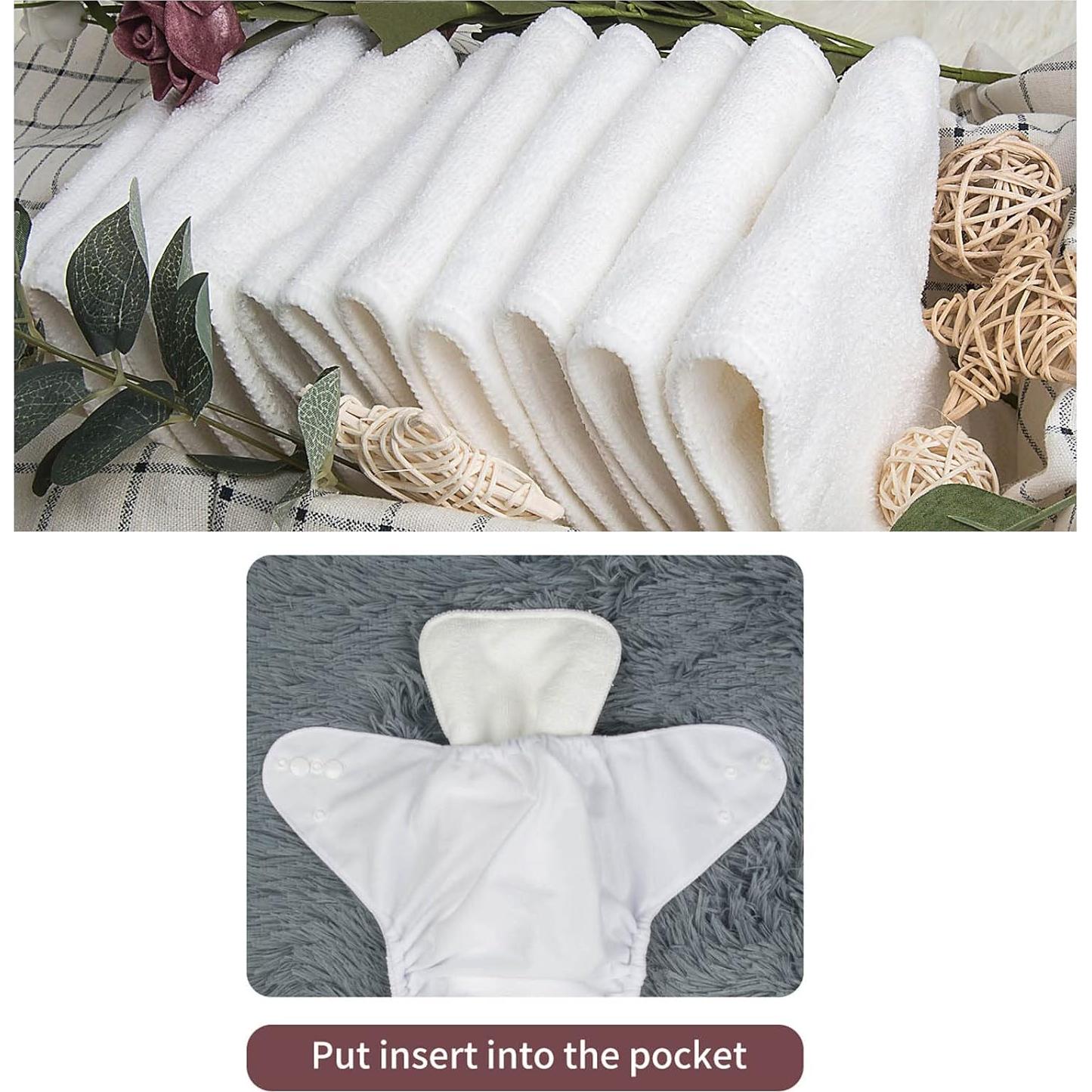 Pañales de Tela ALVABABY Ajustables 6 Piezas con 12 Inserts