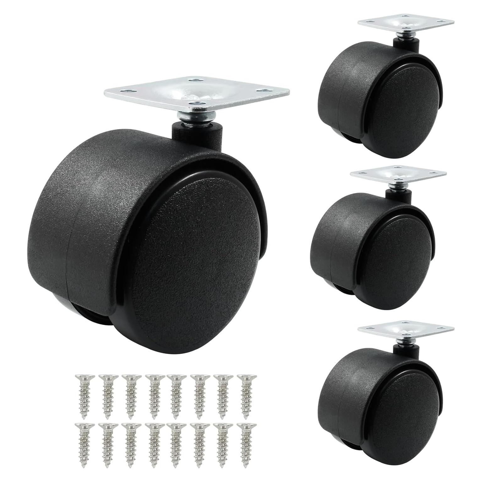 4 Ruedas Giratorias de Nylon 50mm para Muebles Suiwotin