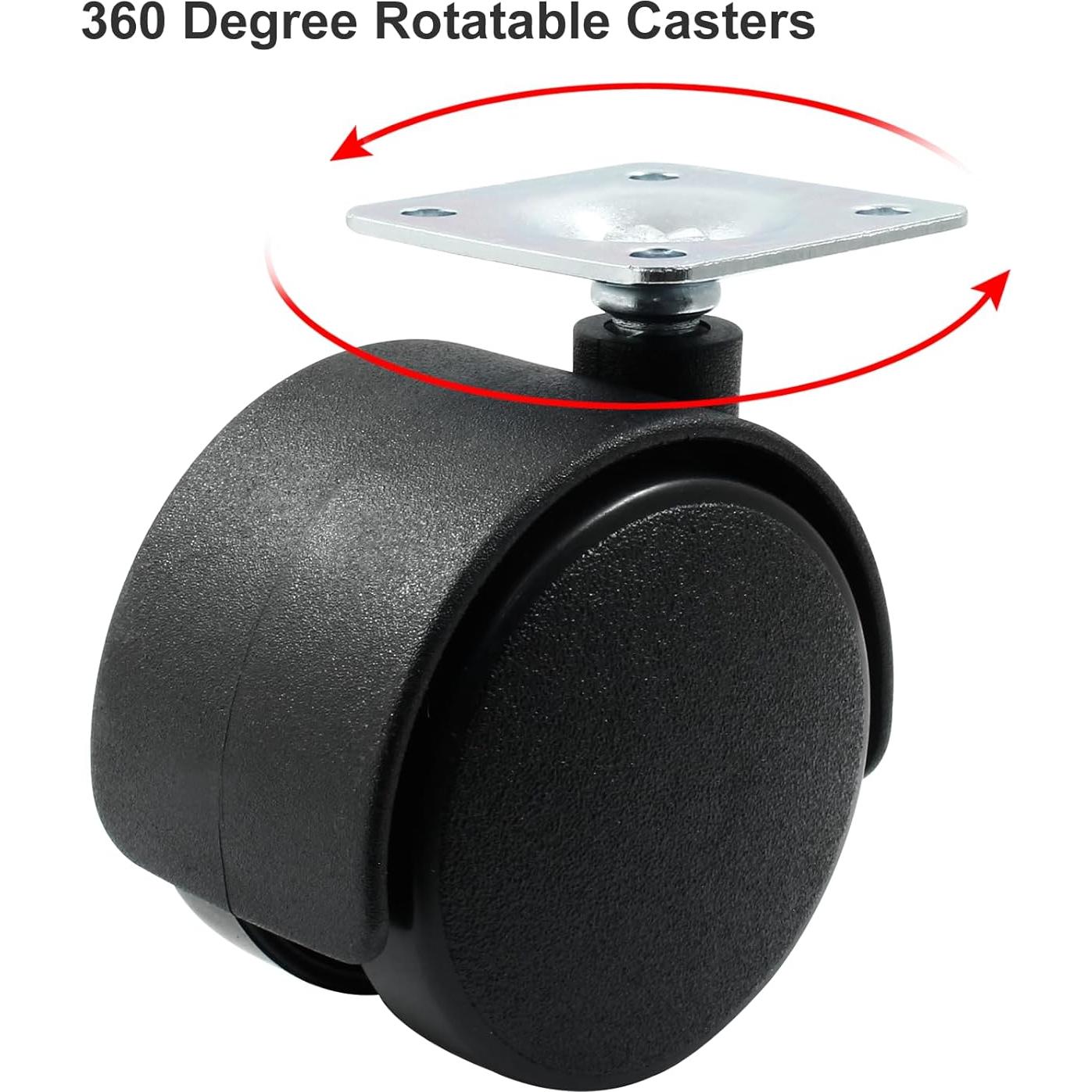 4 Ruedas Giratorias de Nylon 50mm para Muebles Suiwotin