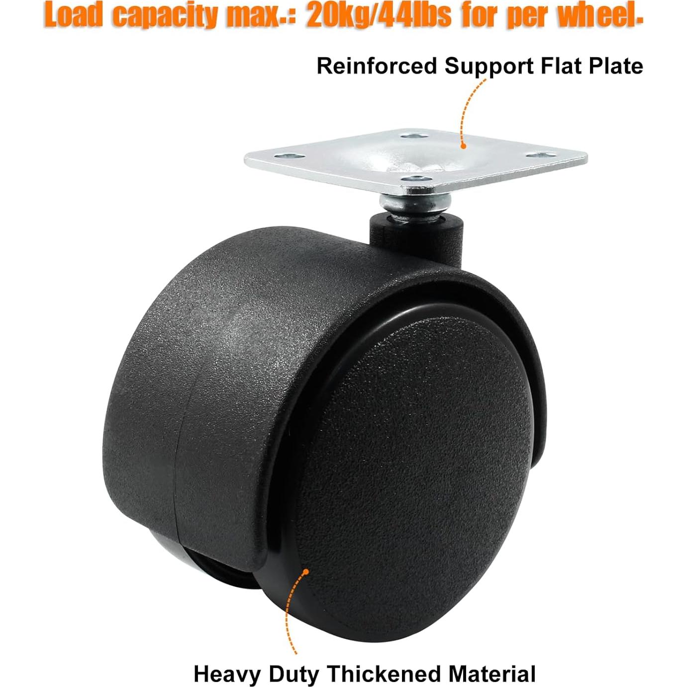 4 Ruedas Giratorias de Nylon 50mm para Muebles Suiwotin