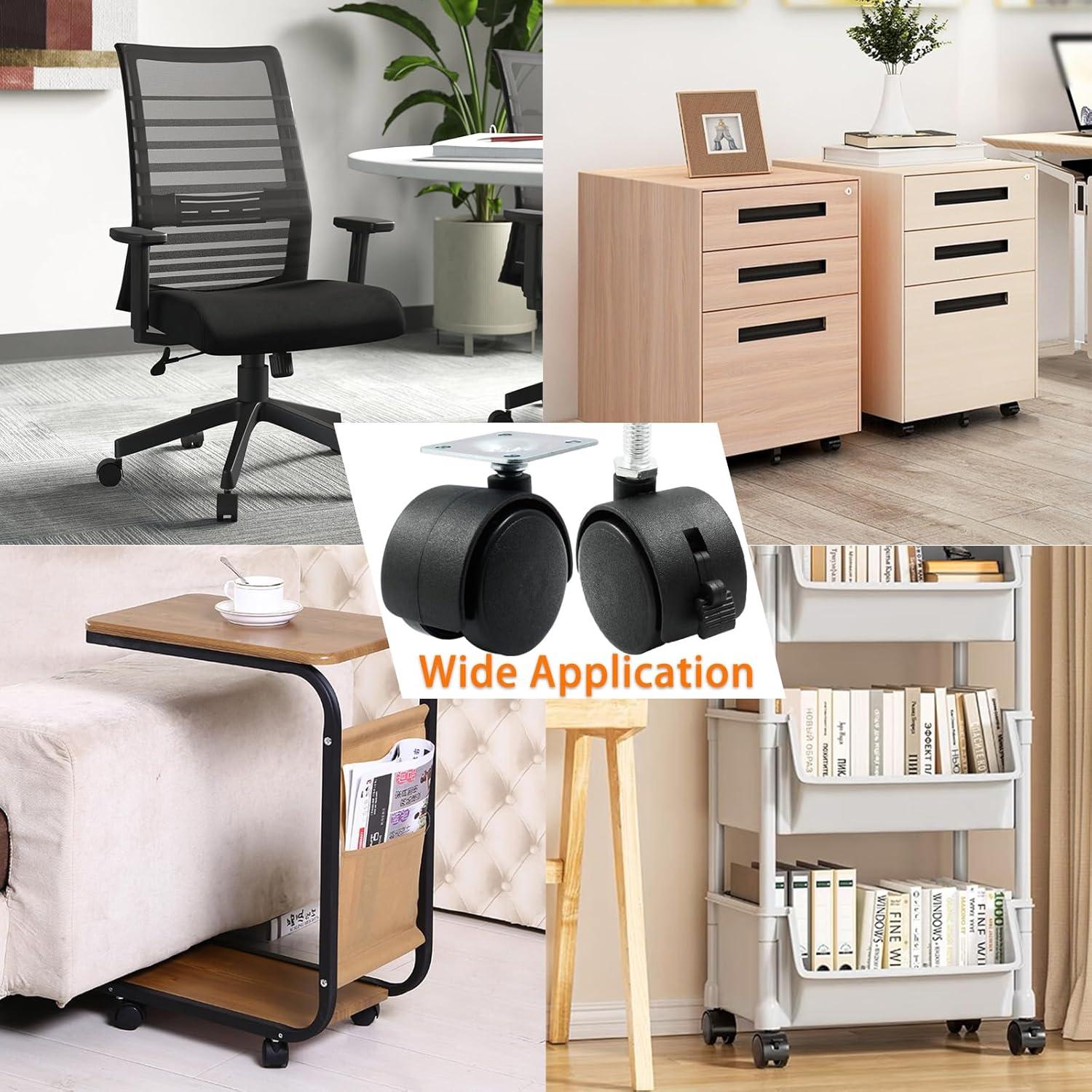 4 Ruedas Giratorias de Nylon 50mm para Muebles Suiwotin