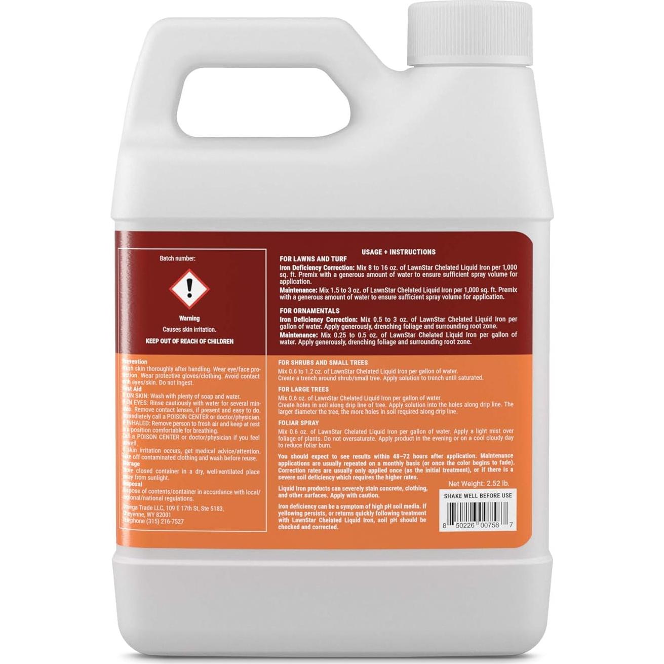 Hierro Líquido Quelado LawnStar 32 Oz - Multiusos para Plantas