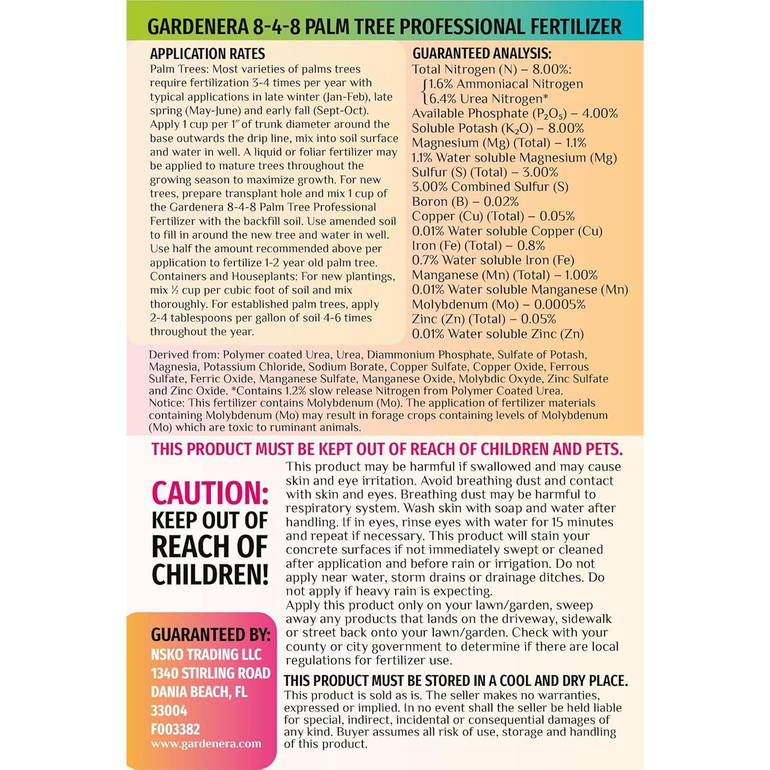 Fertilizante Gardenera 8-4-8 para Palmeras y Plantas Ornamentales 2.82kg