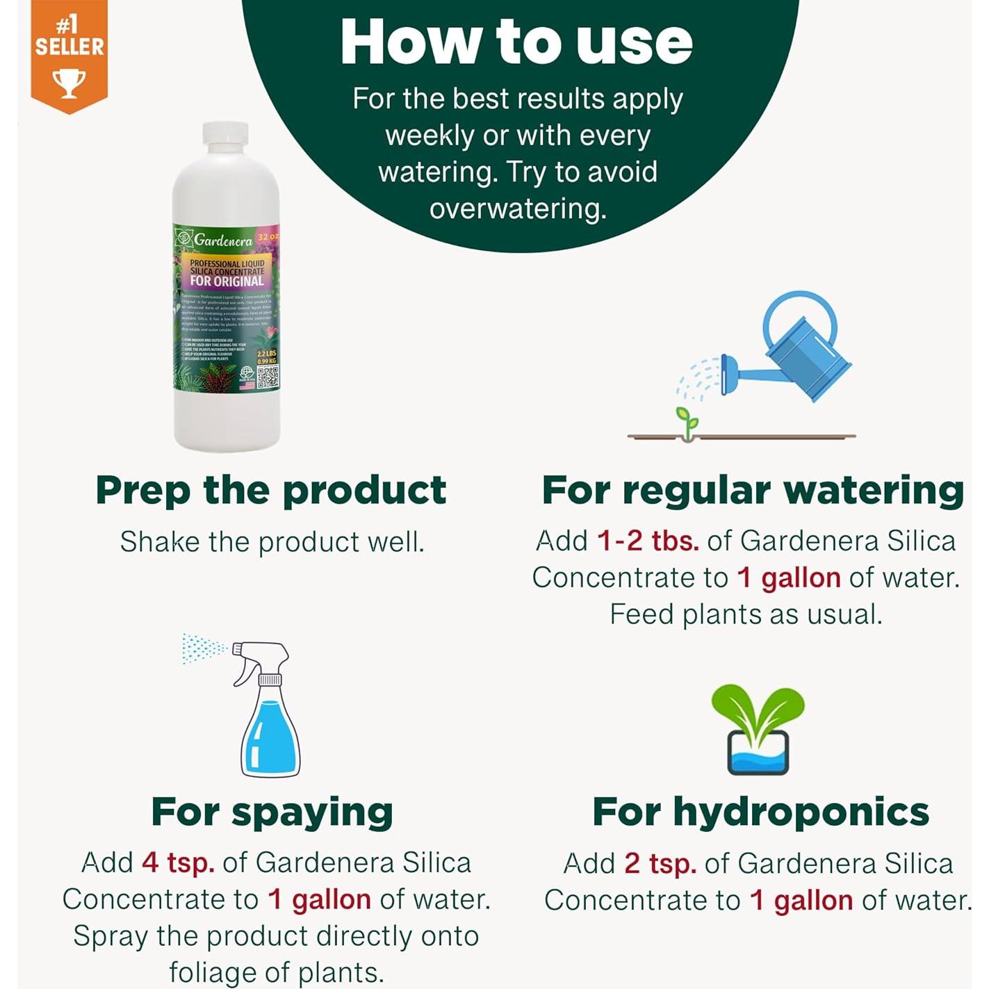 Fertilizante de Silicato Líquido Gardenera 250mL para Cerezo