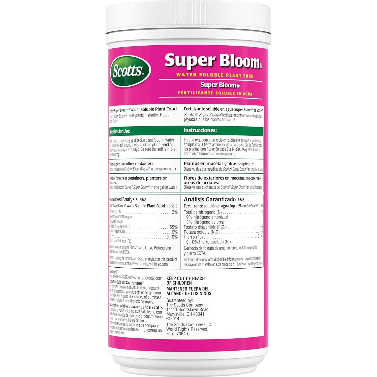 Fertilizante líquido Scotts Super Bloom 0.91 kg NPK 12-55-6