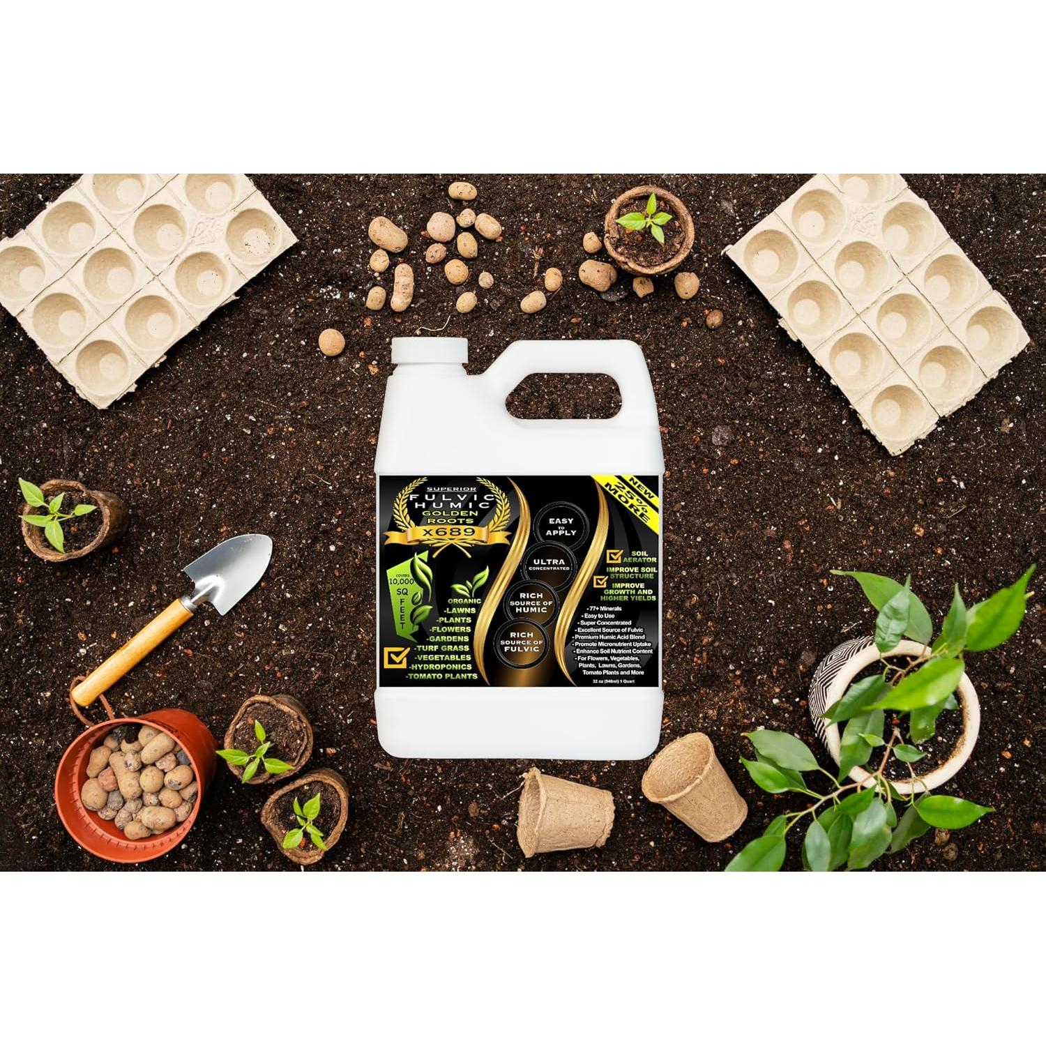 Concentrado Líquido de Ácido Húmico y Fúlvico 946 ml - Mejorador de Suelo