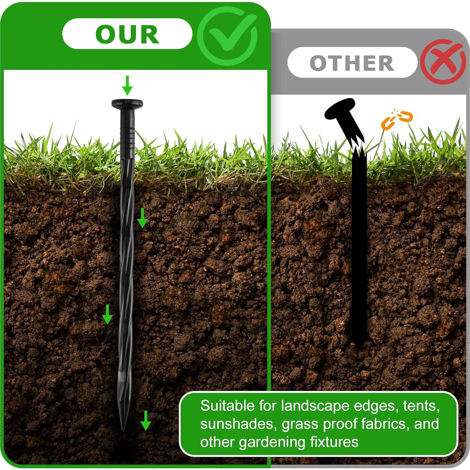 100 Clavos de Plástico 20cm para Paisajismo DharBnt