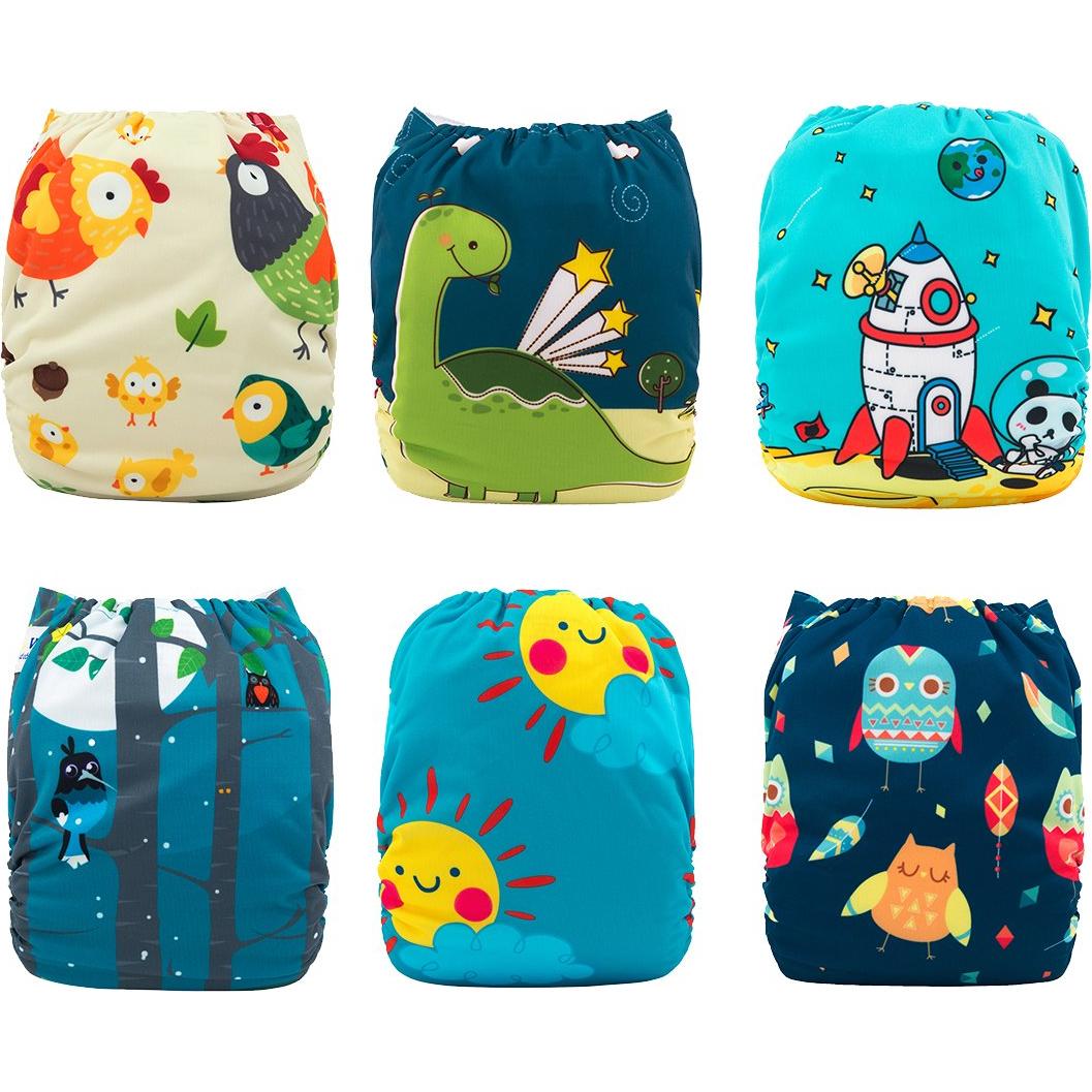 Pañales de Tela Reutilizables Babygoal 6 Pzas + Inserciones