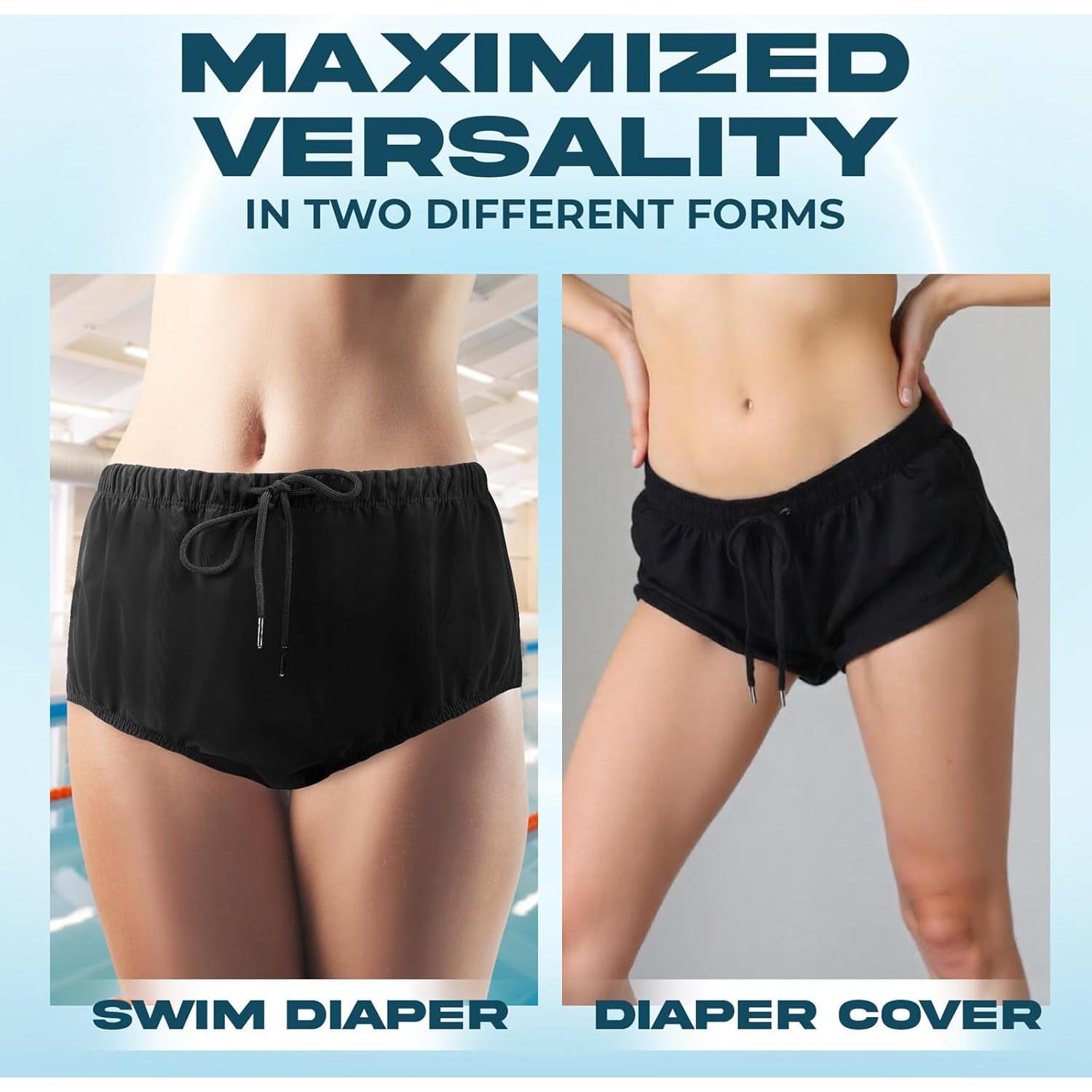 Pañal de Natación Reutilizable LFDAVP Negro XL para Adultos