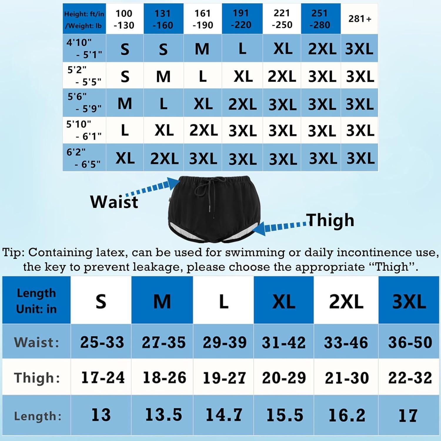 Pañal de Natación Reutilizable LFDAVP Negro XL para Adultos