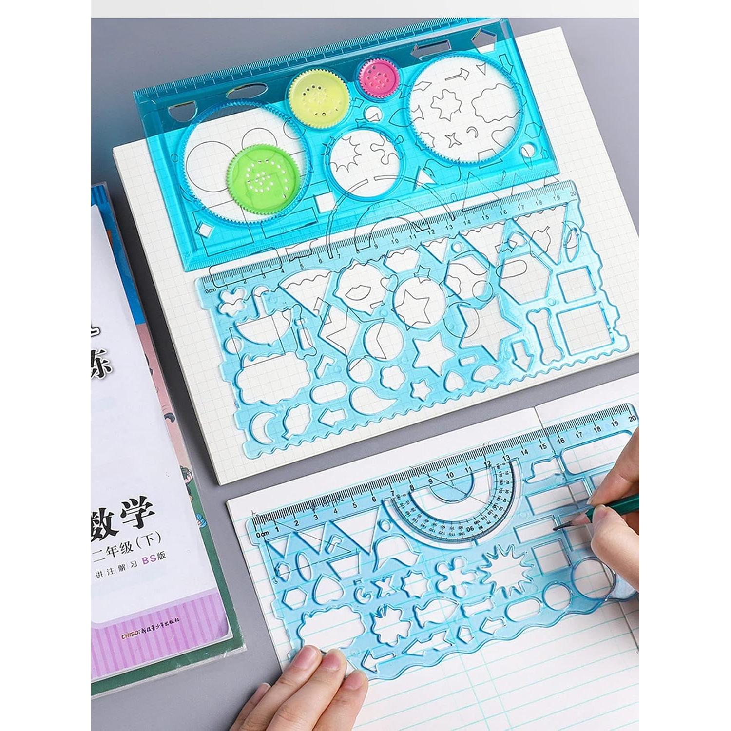 Regla Geométrica Multifuncional HY&GH - 3 Piezas para Dibujo