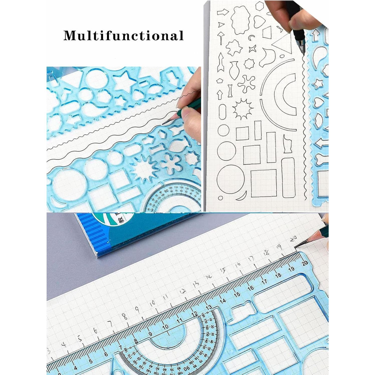 Regla Geométrica Multifuncional HY&GH - 3 Piezas para Dibujo