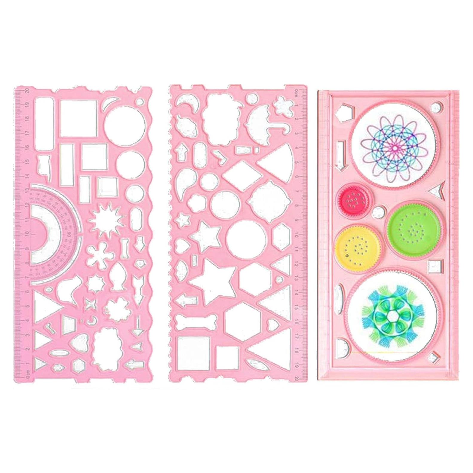 Regla Geométrica Multifuncional 3 Pcs HY&GH - Rosa