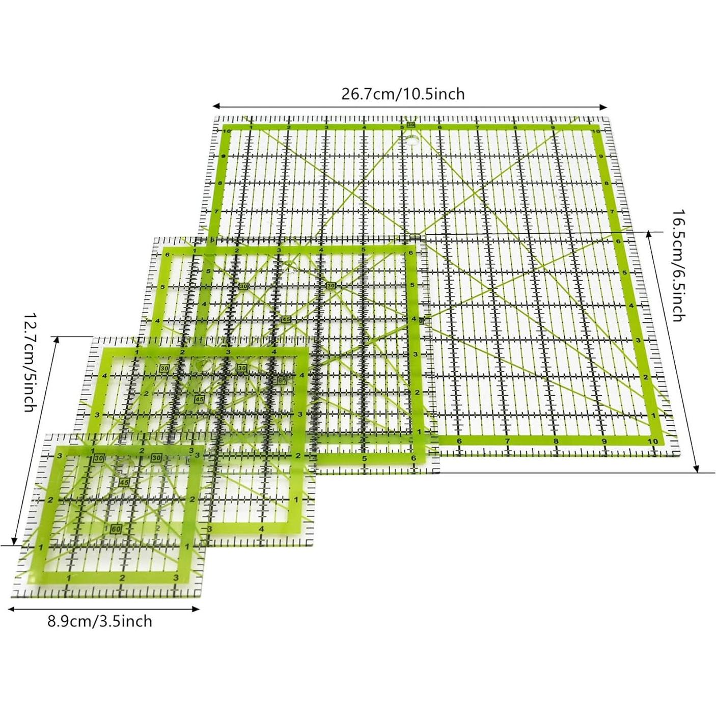 Plantillas de Acolchado LINXIAO 4 Piezas Acrílicas Verdes