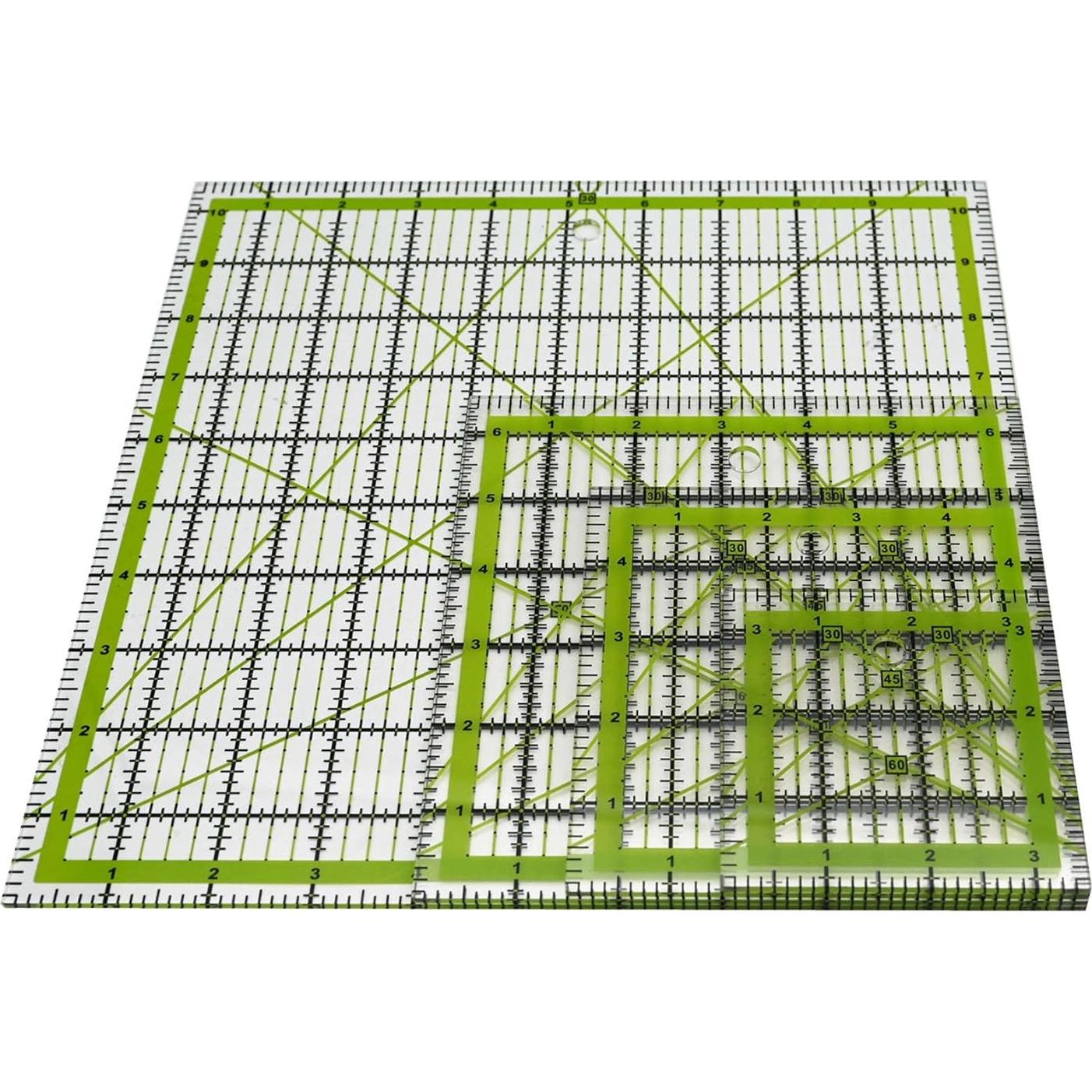 Plantillas de Acolchado LINXIAO 4 Piezas Acrílicas Verdes