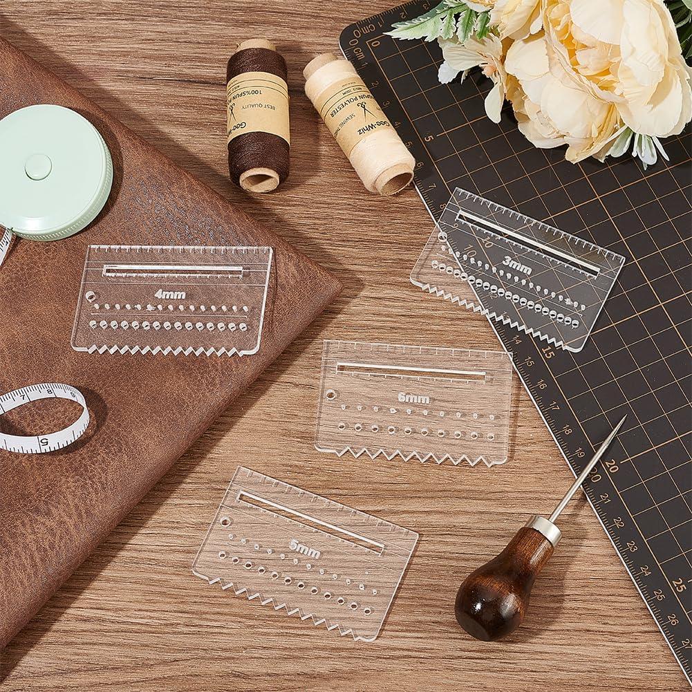 Placa de Ayuda para Coser Cuero FINGERINSPIRE 4 Piezas 3-6mm