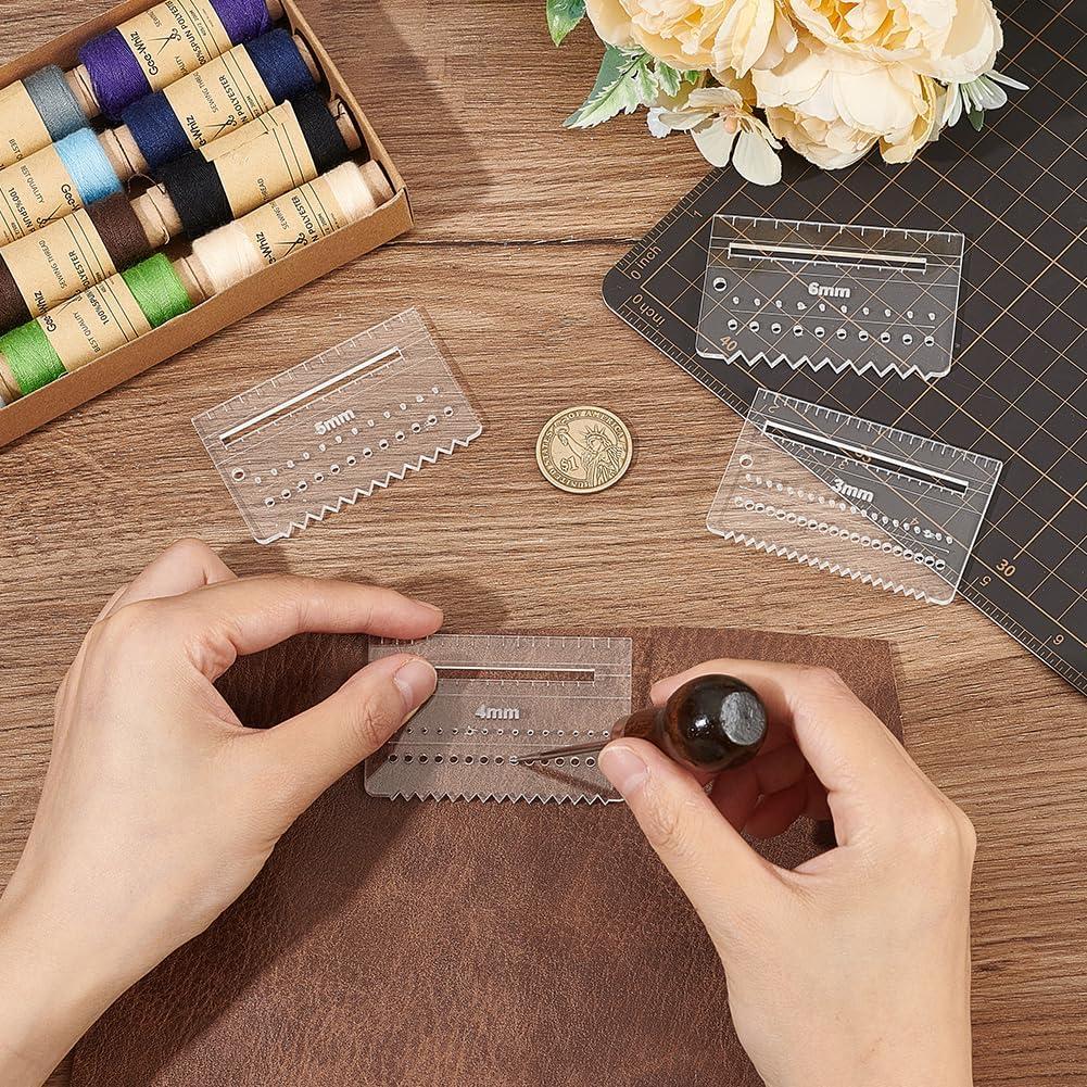 Placa de Ayuda para Coser Cuero FINGERINSPIRE 4 Piezas 3-6mm