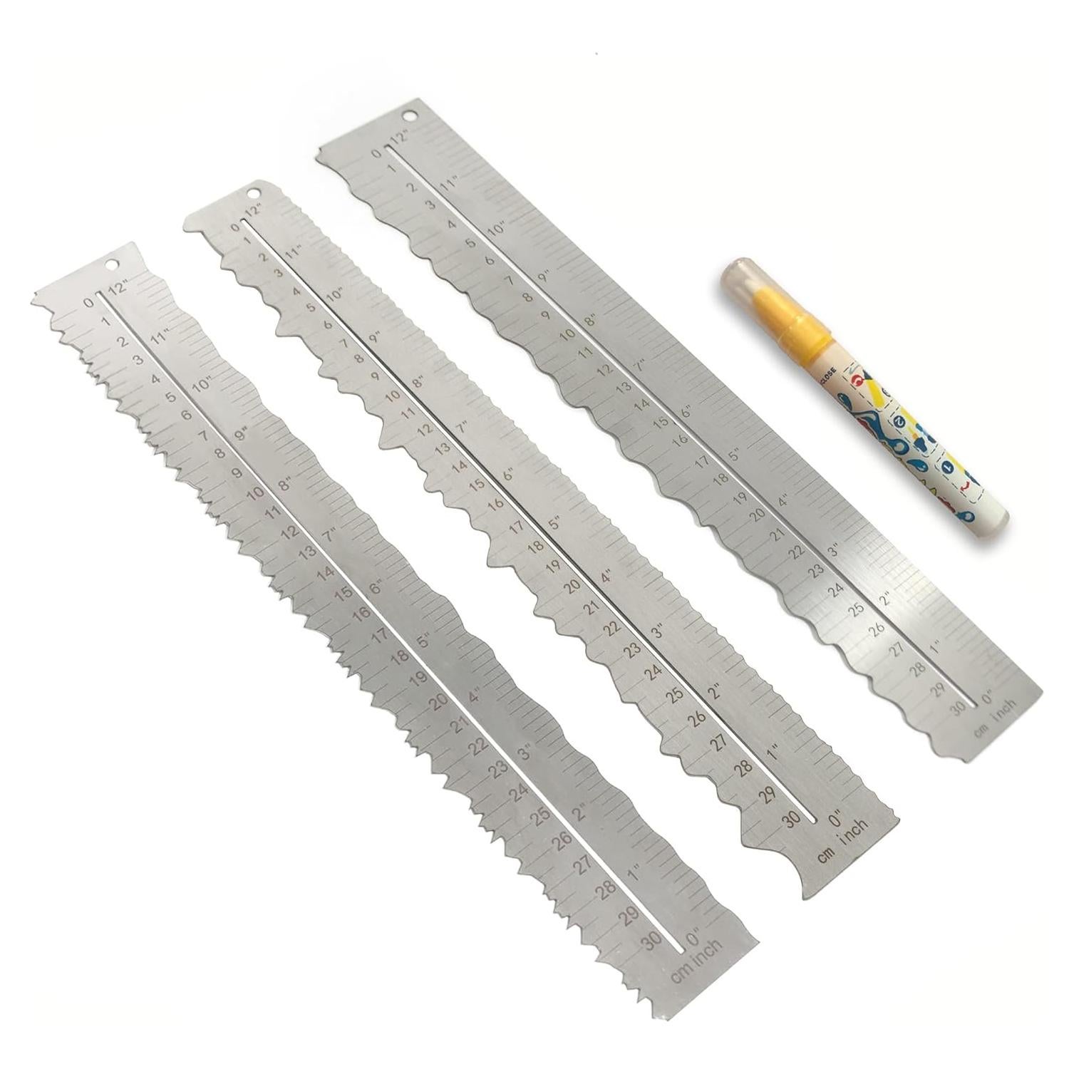 Regla de metal inoxidable UPTTHOW 3 piezas 30.48 cm multifuncional