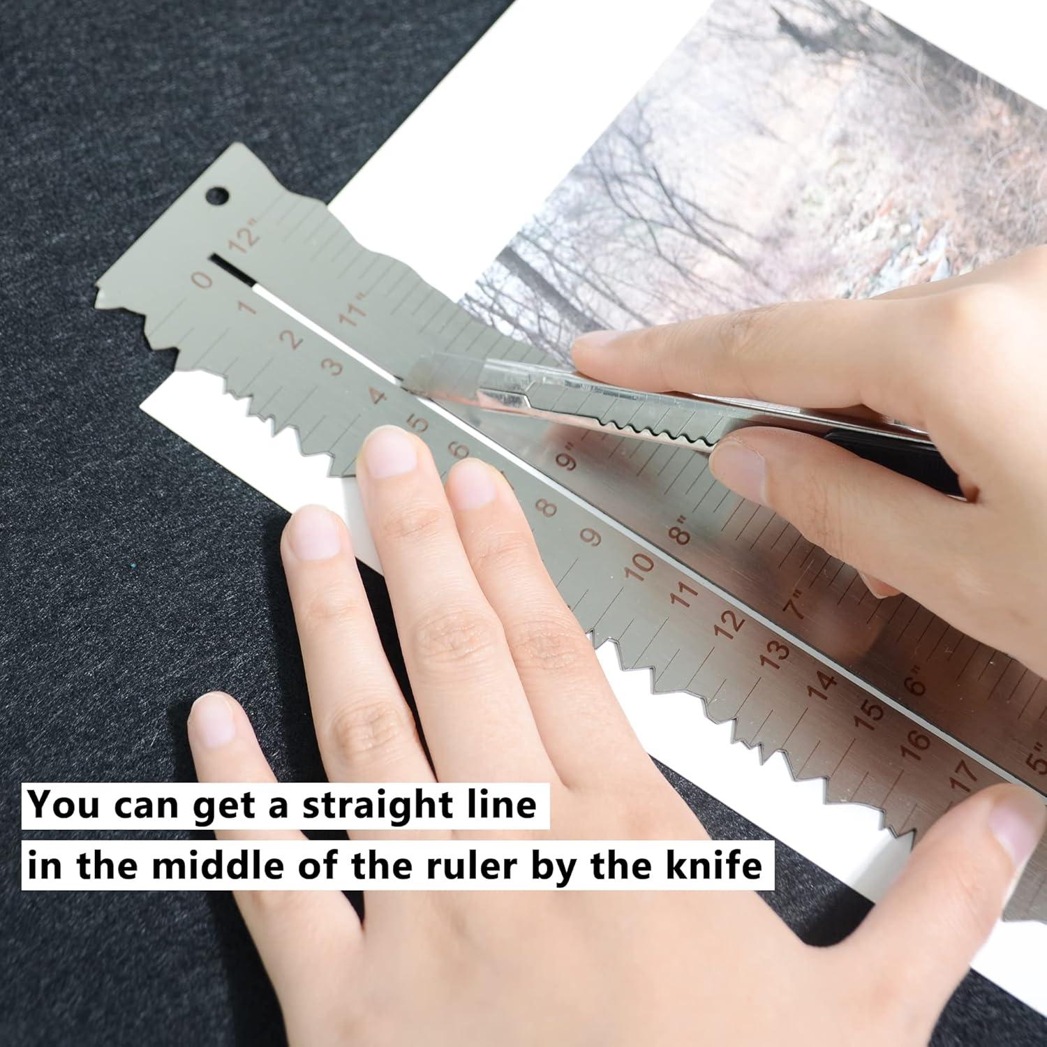 Regla de metal inoxidable UPTTHOW 3 piezas 30.48 cm multifuncional