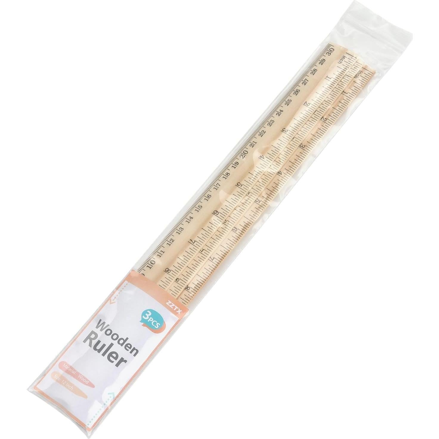 Regla de Madera ZZTX 30 cm - Paquete de 3 Unidades