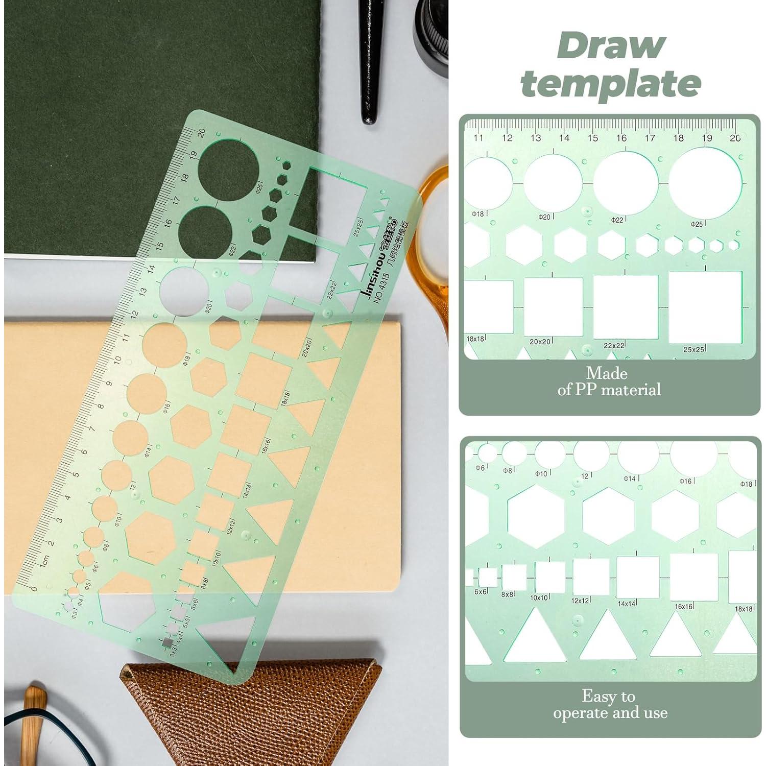 Plantilla de Dibujo de Círculo LNYMZD 2 Pcs Geométrica