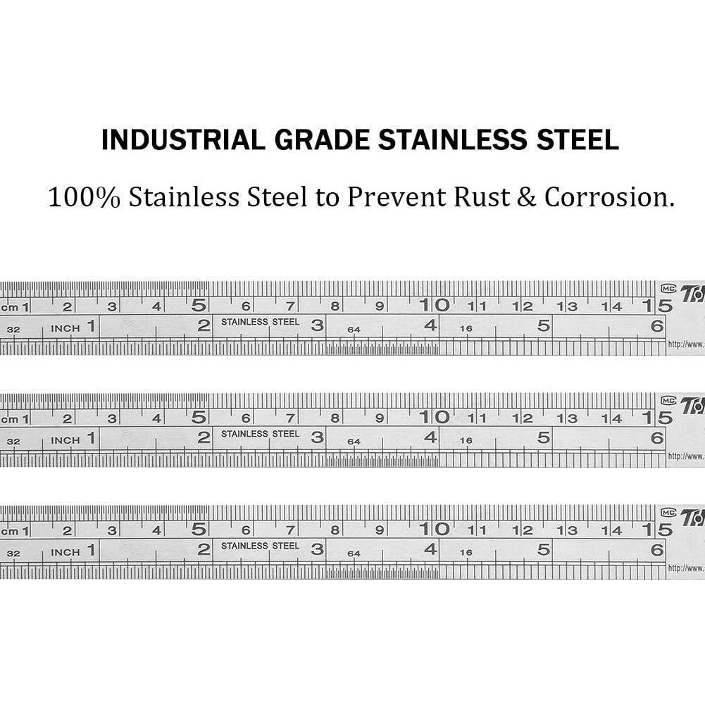 Juego de 12 Reglas de Acero Inoxidable ZZTX 15 cm