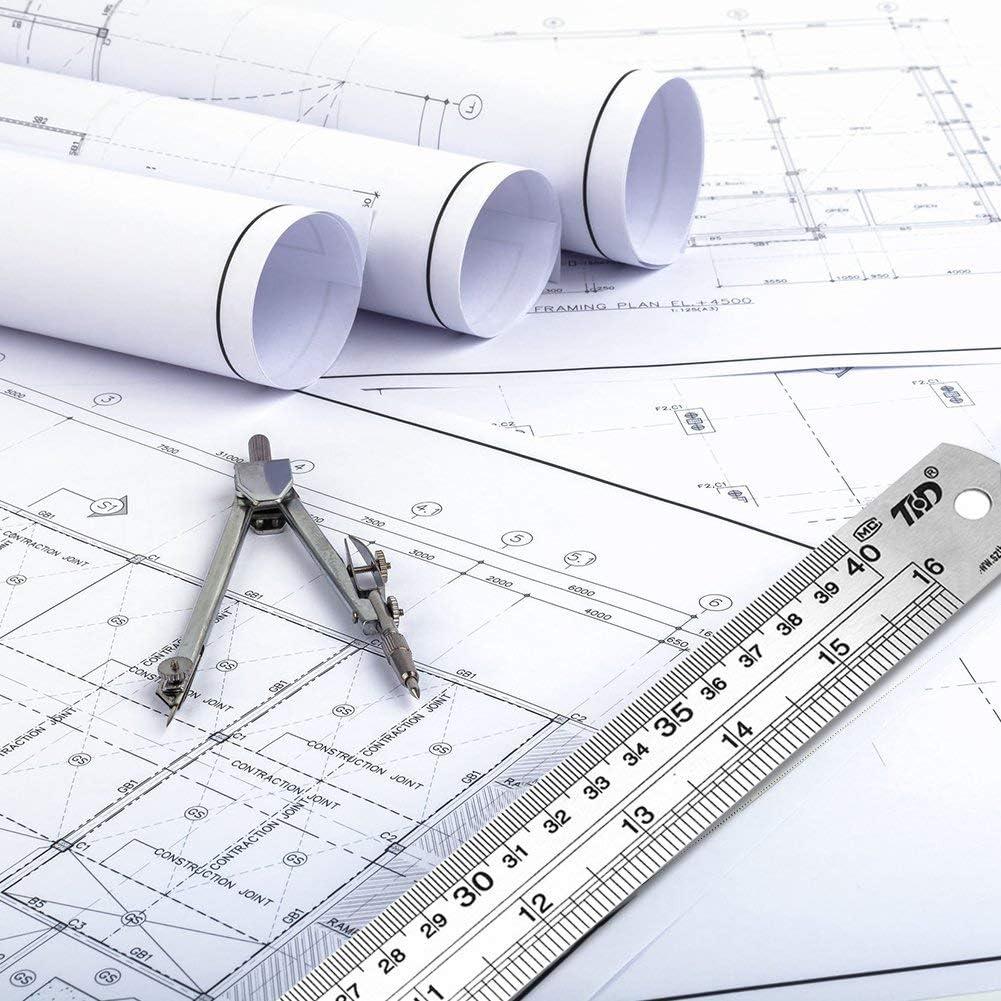 Juego de 12 Reglas de Acero Inoxidable ZZTX 15 cm