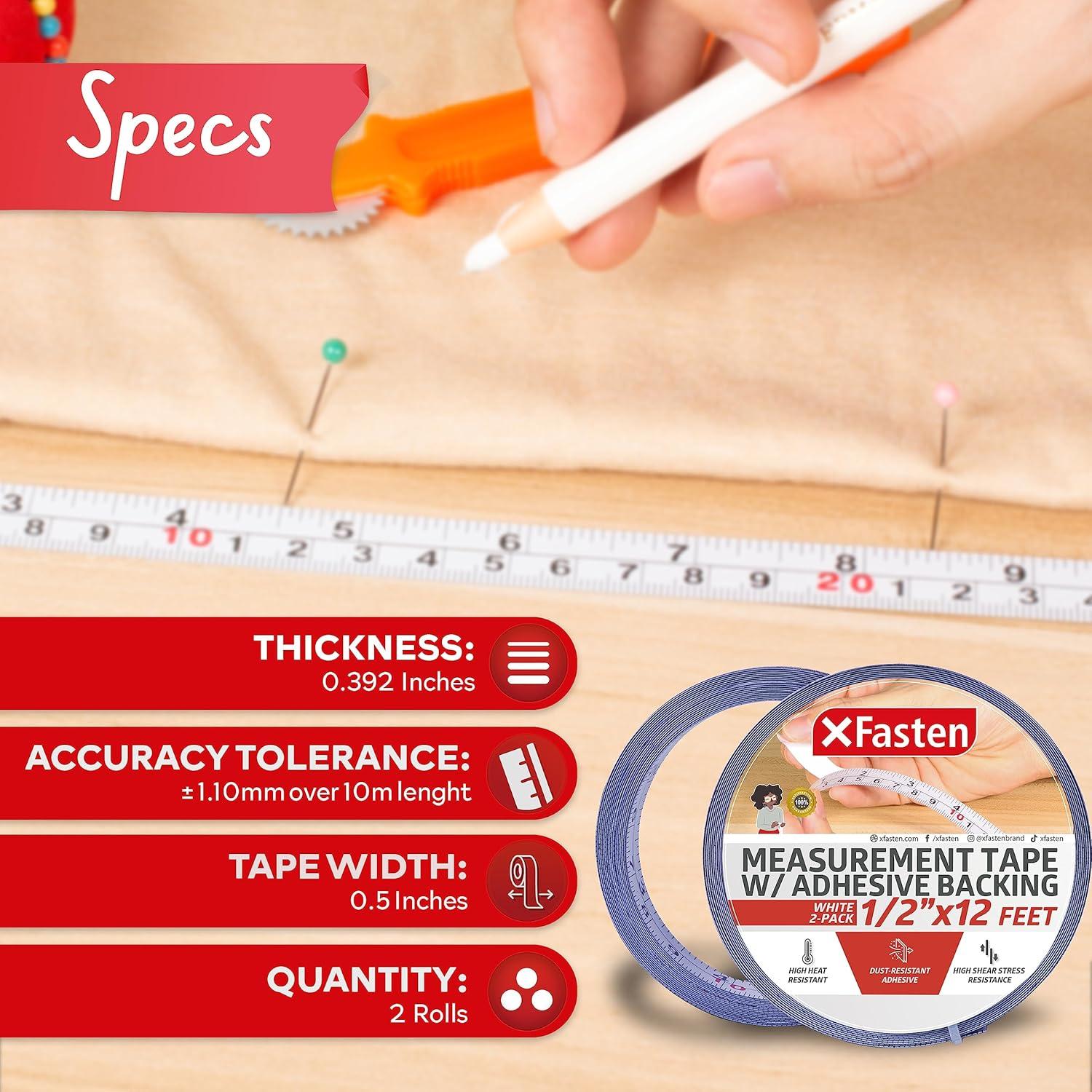Cinta Métrica Adhesiva XFasten 1.27 cm x 3.66 m 2-Pack
