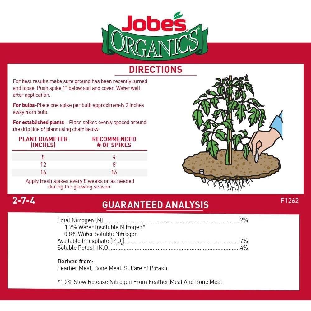Fertilizante Orgánico Jobe's para Verduras y Tomates 2-7-4