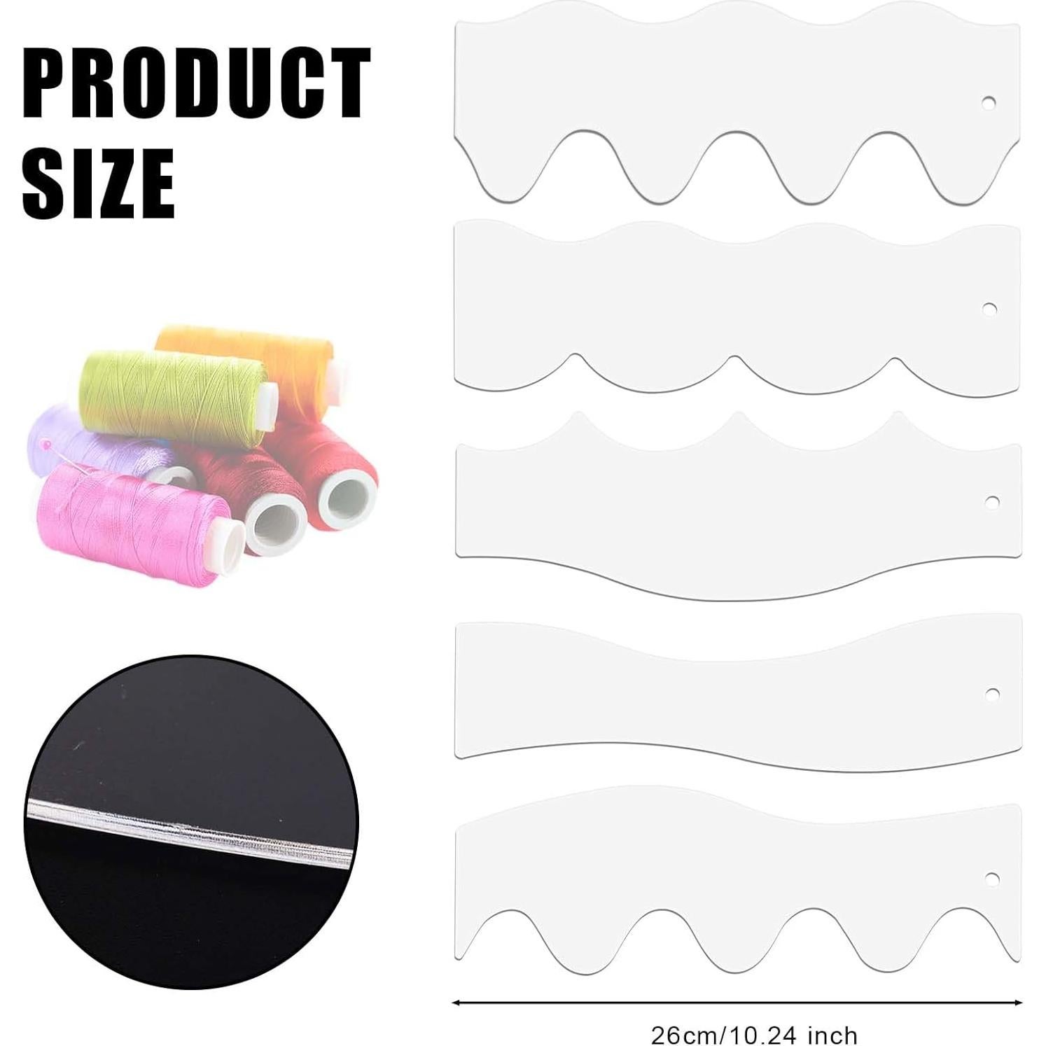 5 Plantillas de Costura Acrílicas Transparentes 26cm PEUTIER