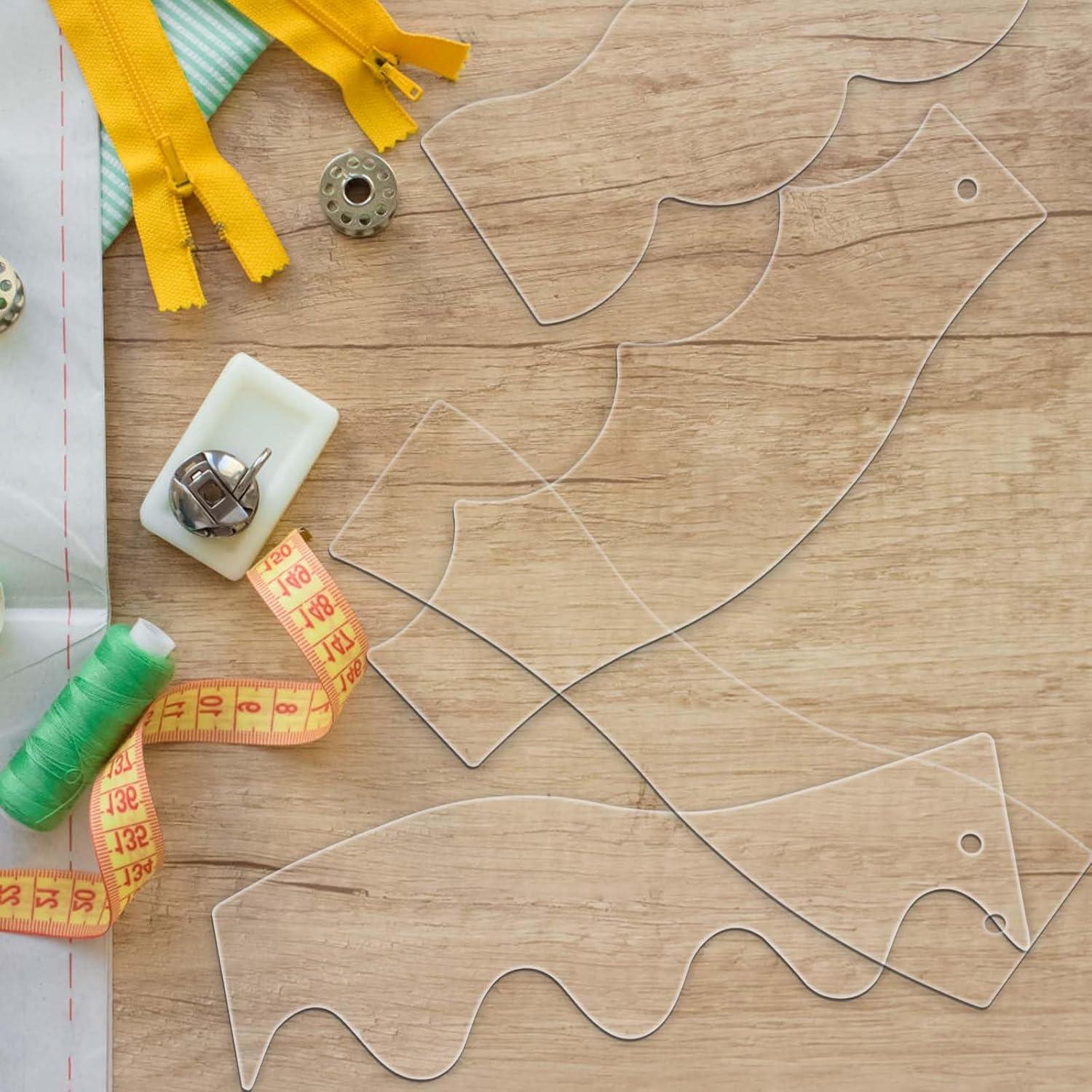 5 Plantillas de Costura Acrílicas Transparentes 26cm PEUTIER