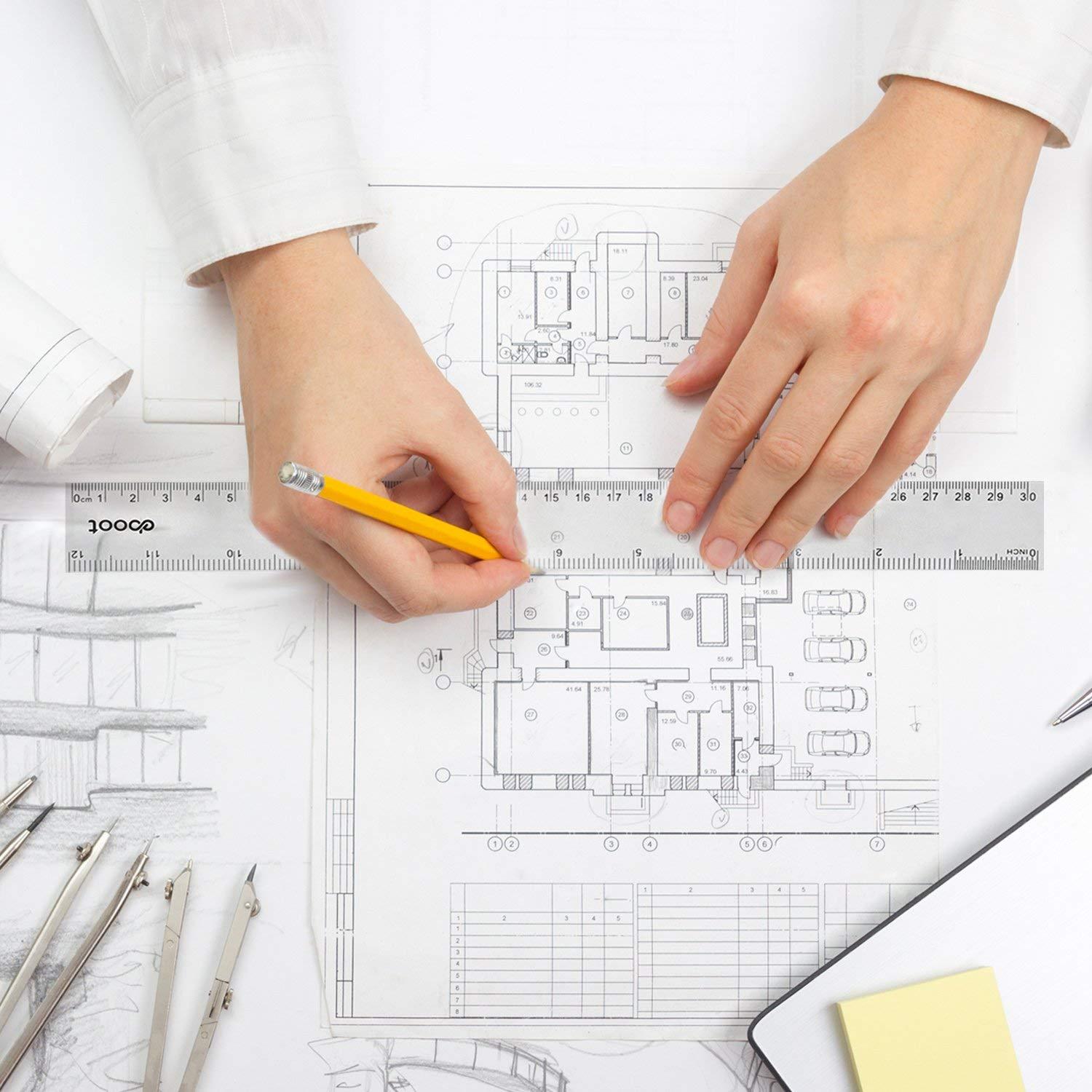 Regla Plástica Transparente EBOOT 30.48 cm - Paquete de 2