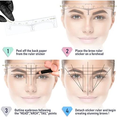 Plantilla de Cejas Brawna - 120 Pcs Adhesivo Transparente