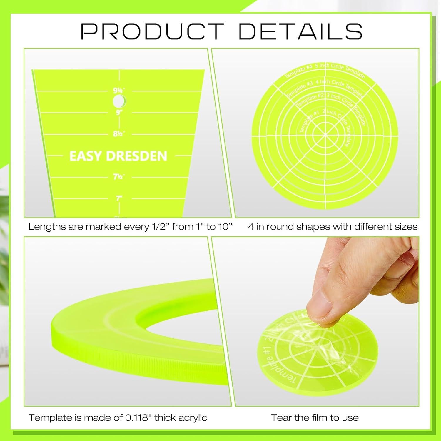 5 Plantillas de Acrílico para Quilting Kigley - 10 y 5 Pulgadas